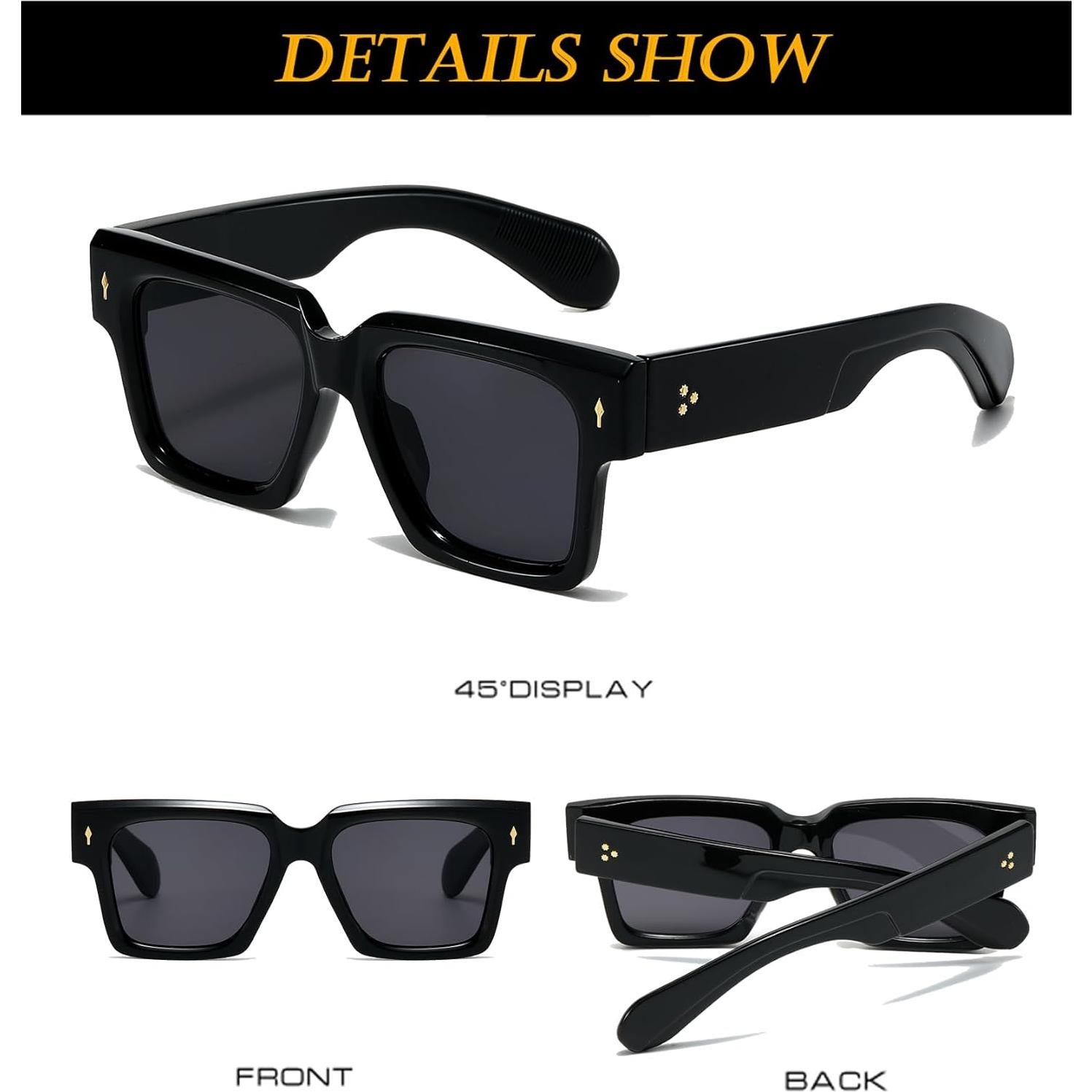 Gafas de sol cuadradas EYLRIM unisex con lentes UV400 negras