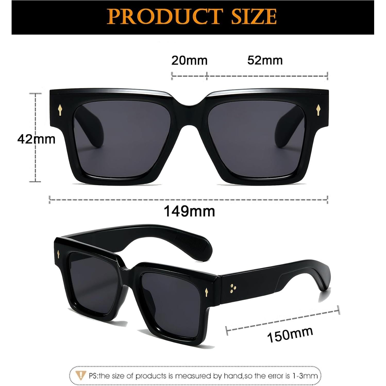 Gafas de sol cuadradas EYLRIM unisex con lentes UV400 negras