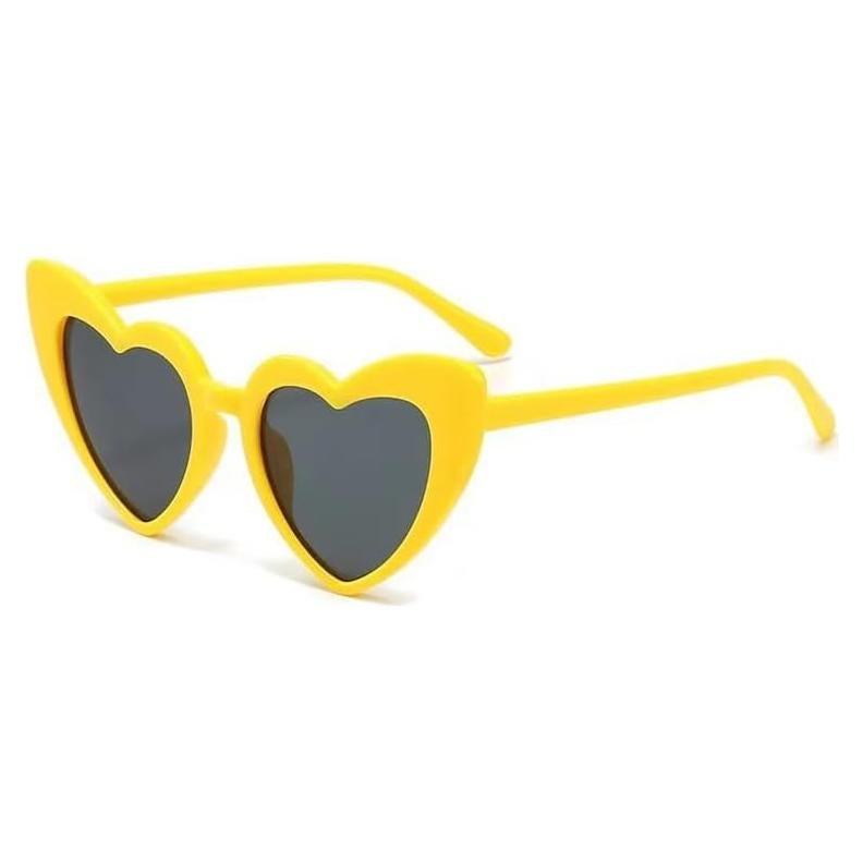 Gafas de sol retro de corazón para mujer - Amarillo - 15.5x4.5 cm
