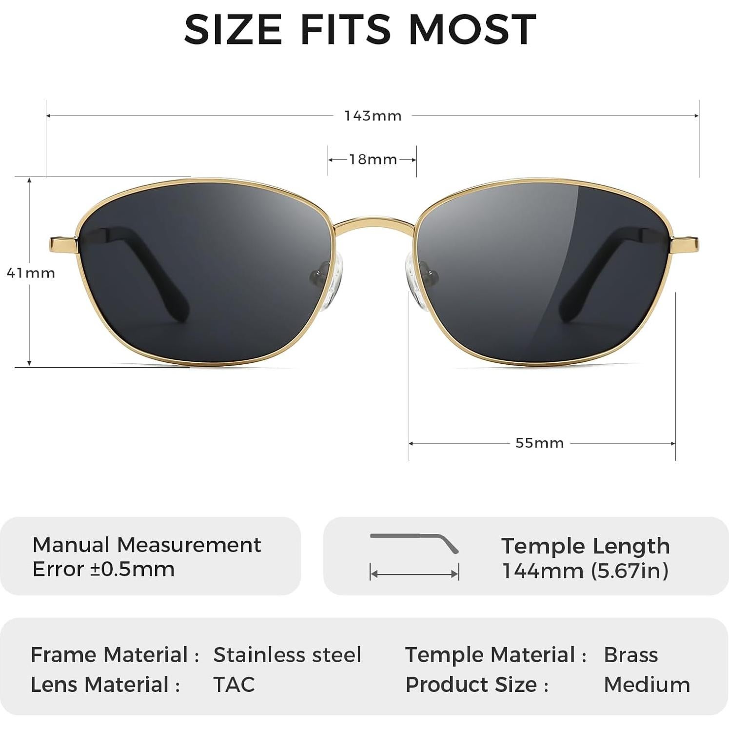 Gafas de Sol Retro Cuadradas Sungait UV400 para Hombres y Mujeres