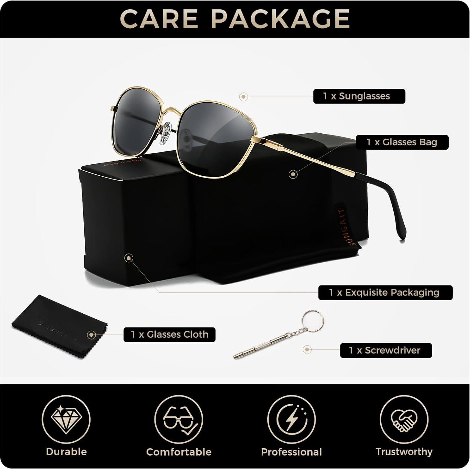 Gafas de Sol Retro Cuadradas Sungait UV400 para Hombres y Mujeres