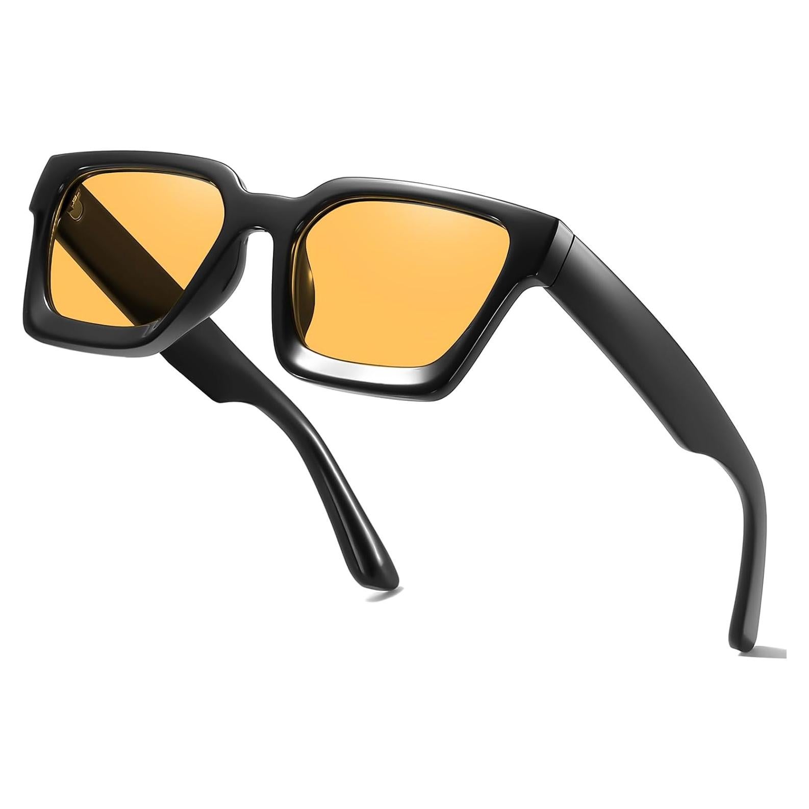 Gafas de sol cuadradas AISSWZBER unisex UV400 retro amarillas