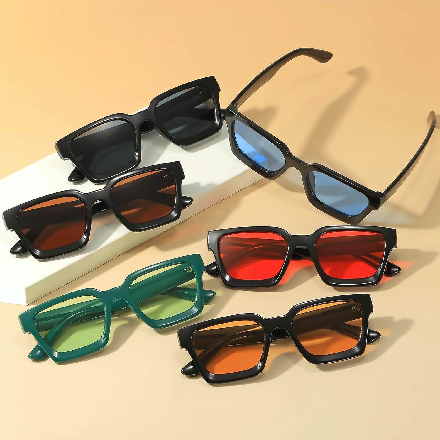 Gafas de sol cuadradas AISSWZBER unisex UV400 retro amarillas