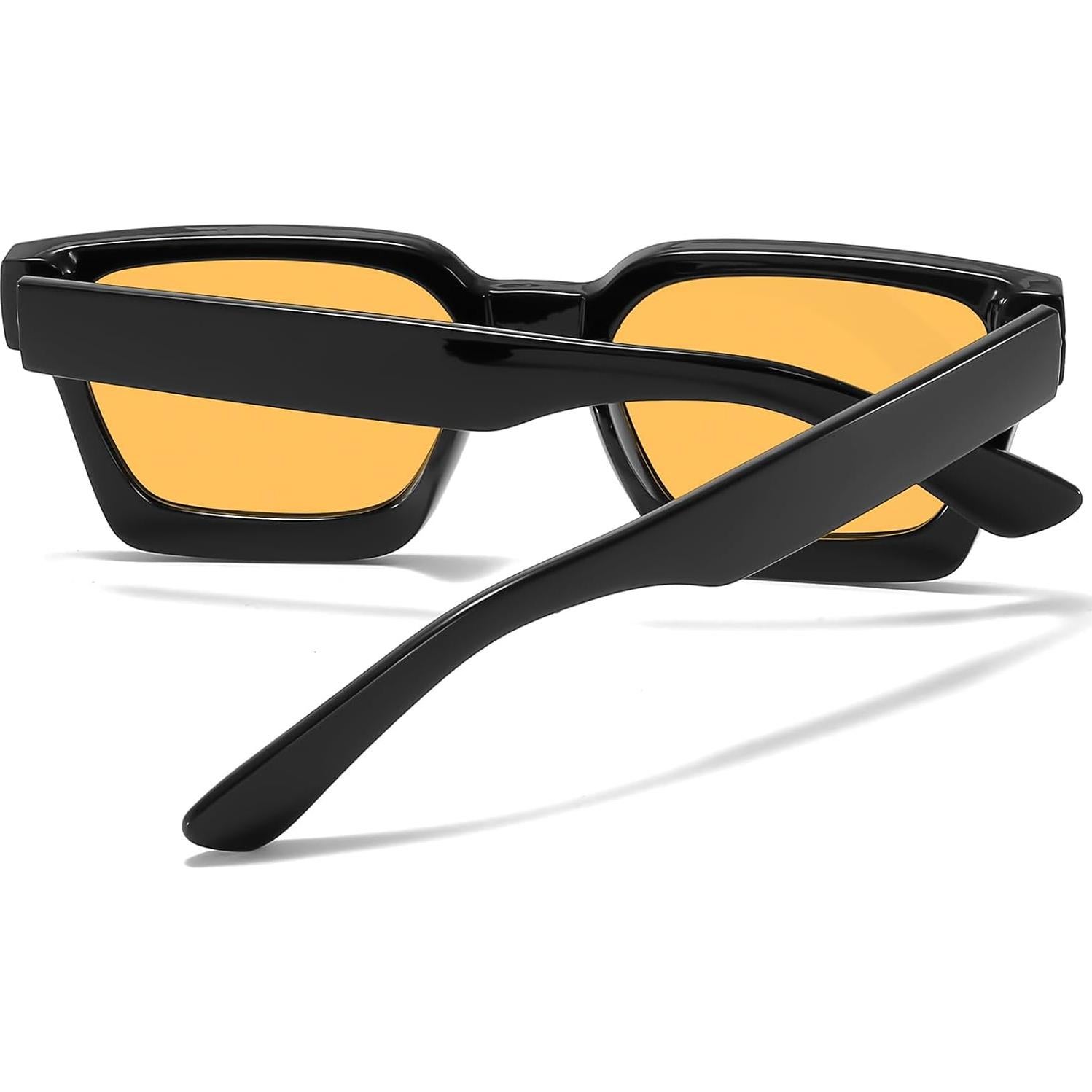Gafas de sol cuadradas AISSWZBER unisex UV400 retro amarillas