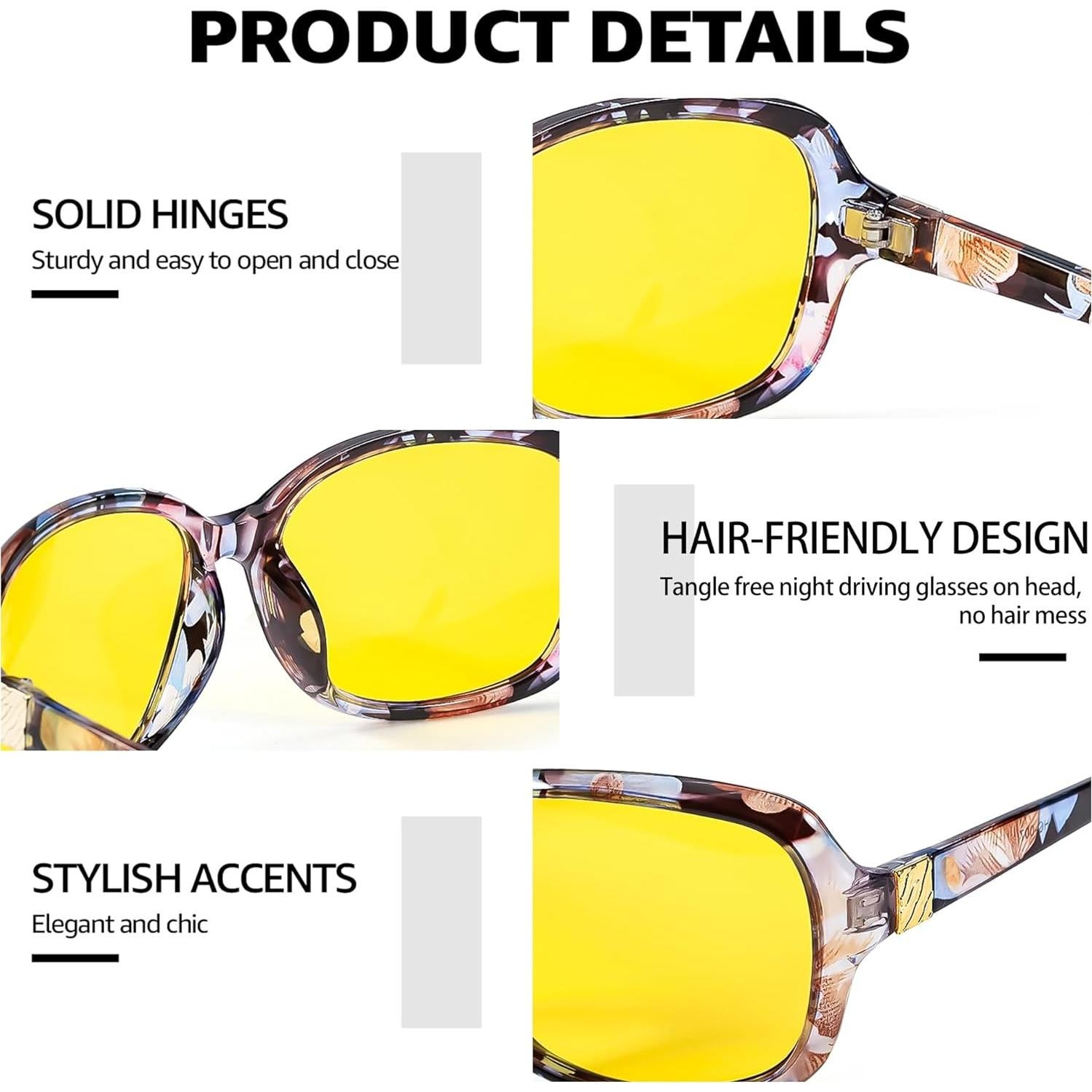 Gafas de Conducir de Noche SIPHEW para Mujeres Amarillas Polarizadas