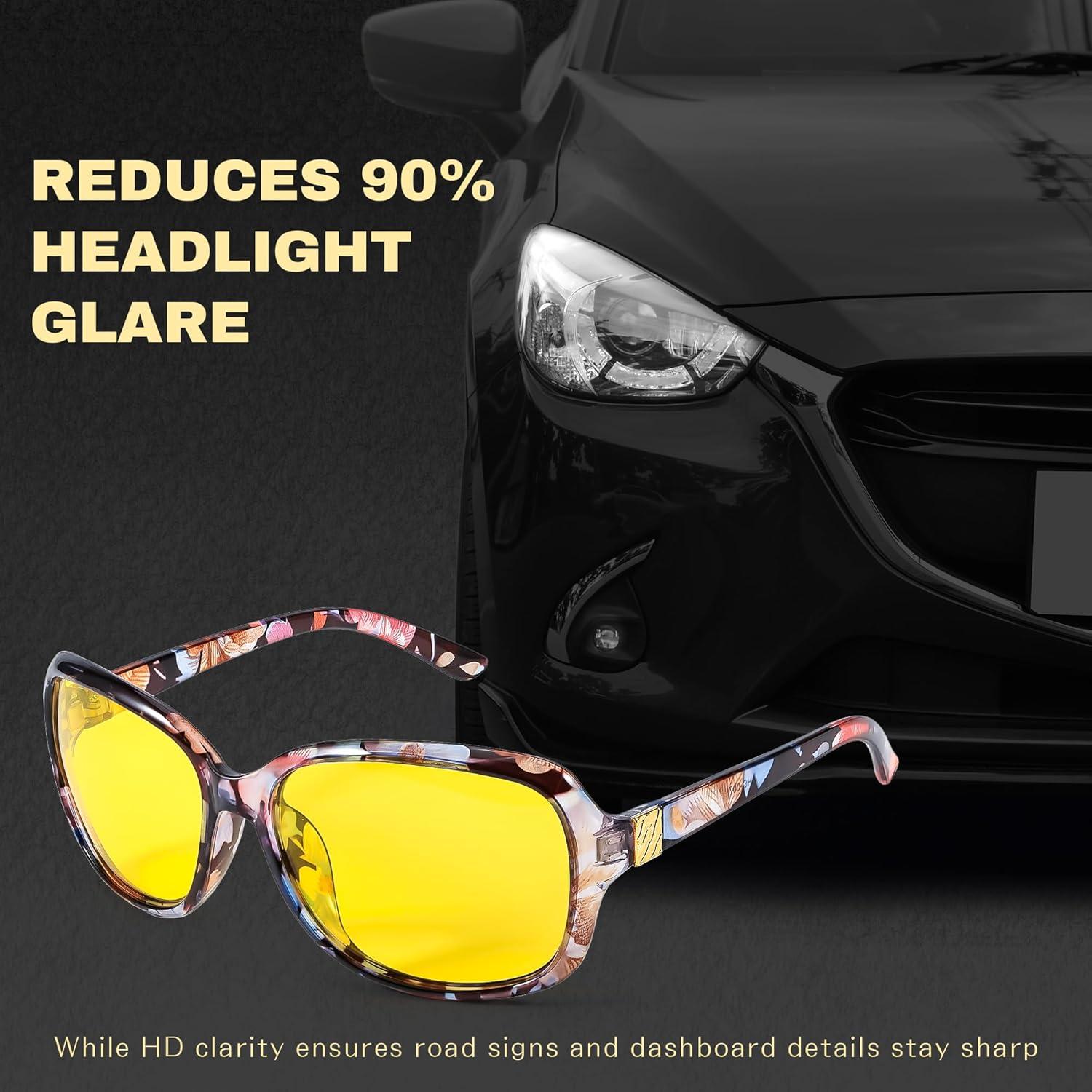 Gafas de Conducir de Noche SIPHEW para Mujeres Amarillas Polarizadas