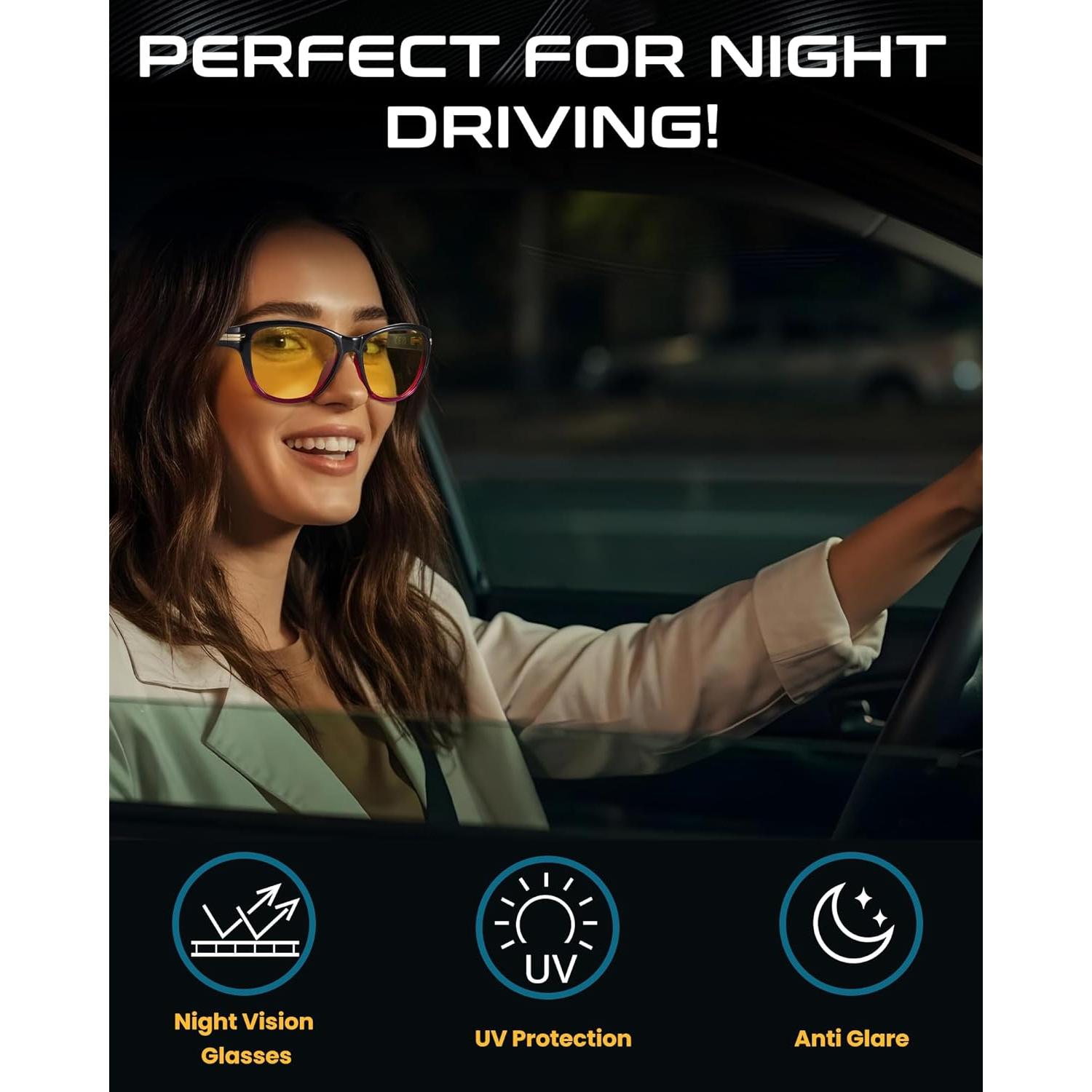 Gafas de Conducción Nocturna SODQW Polarizadas UV400 Amarillas