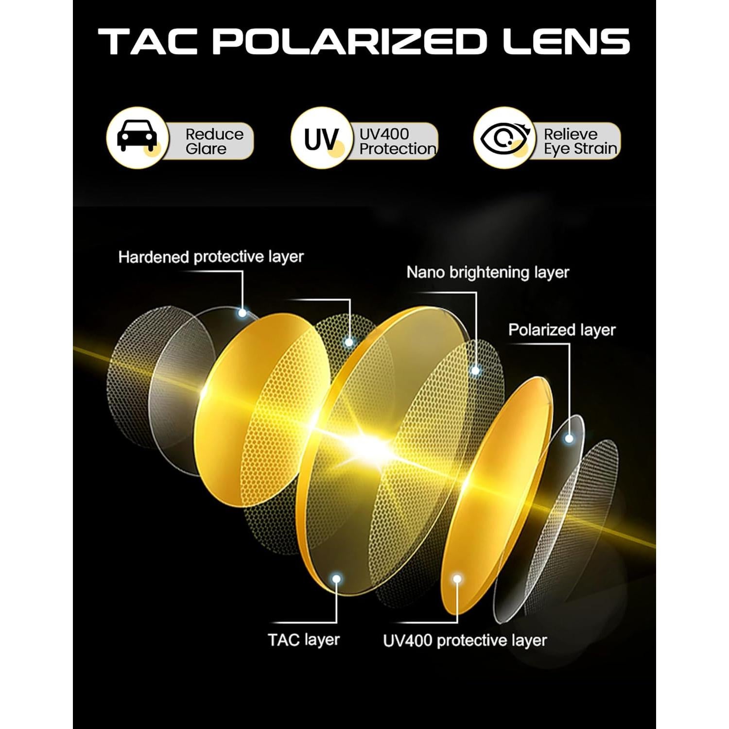 Gafas de Conducción Nocturna SODQW Polarizadas UV400 Amarillas