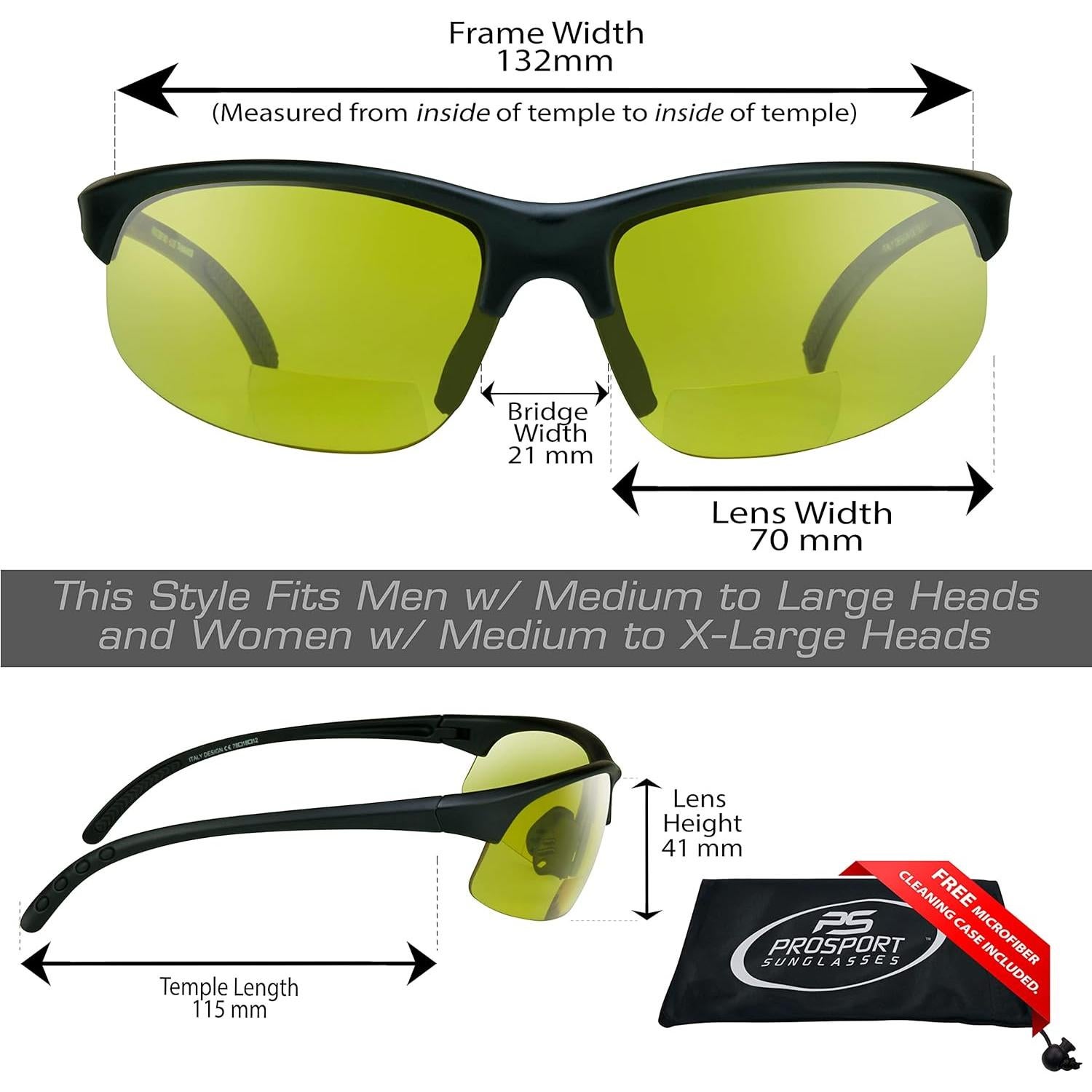 Gafas de Sol Bifocales proSPORT HD Amarillo +1.50 a +2.50