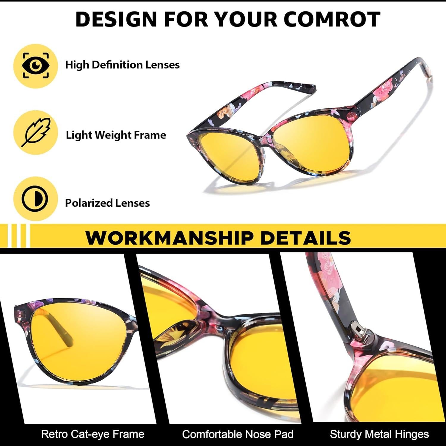 Gafas de Visión Nocturna LVIOE Amarillas Polarizadas Unisex