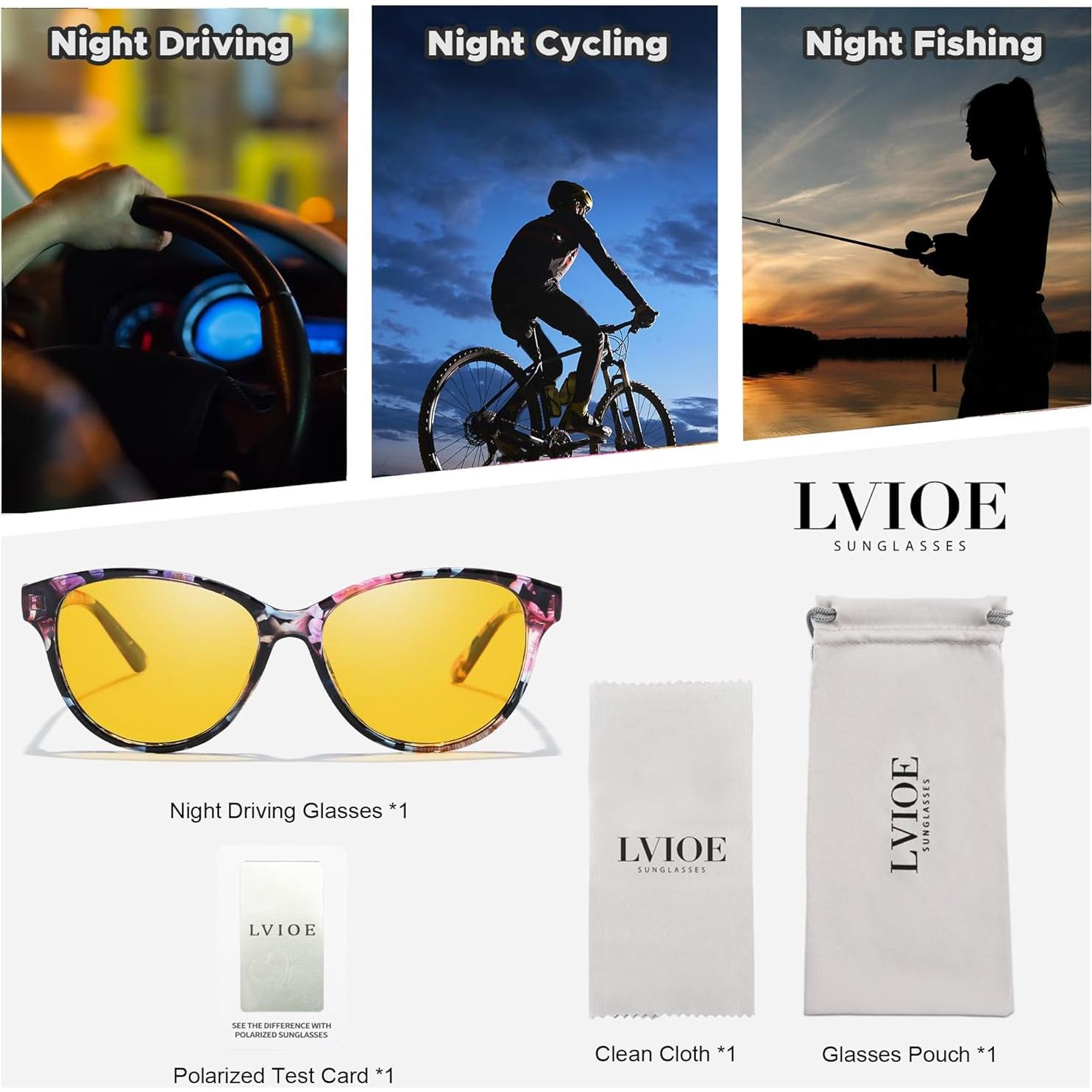 Gafas de Visión Nocturna LVIOE Amarillas Polarizadas Unisex