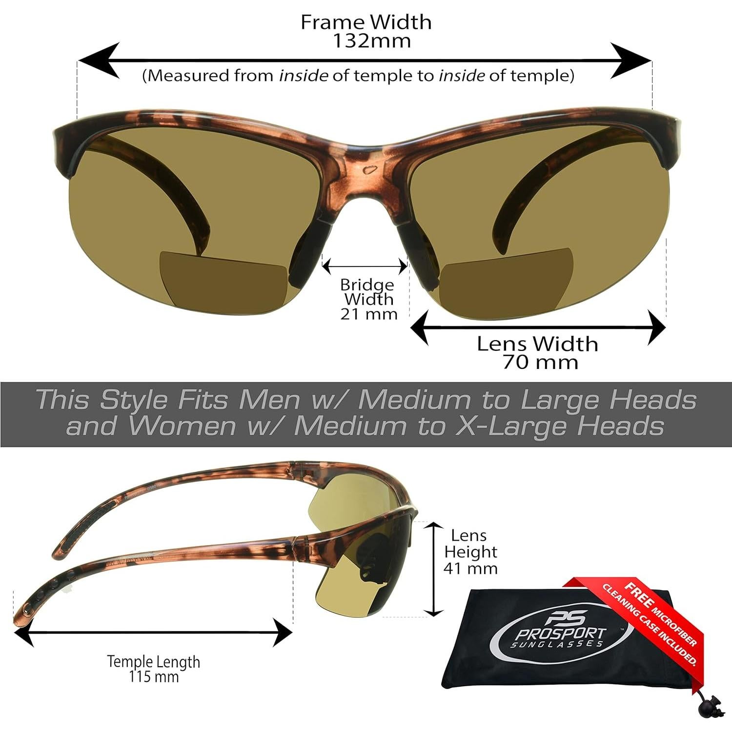 Gafas de Sol Bifocales proSPORT +2.50 Lente Ámbar Deportivas