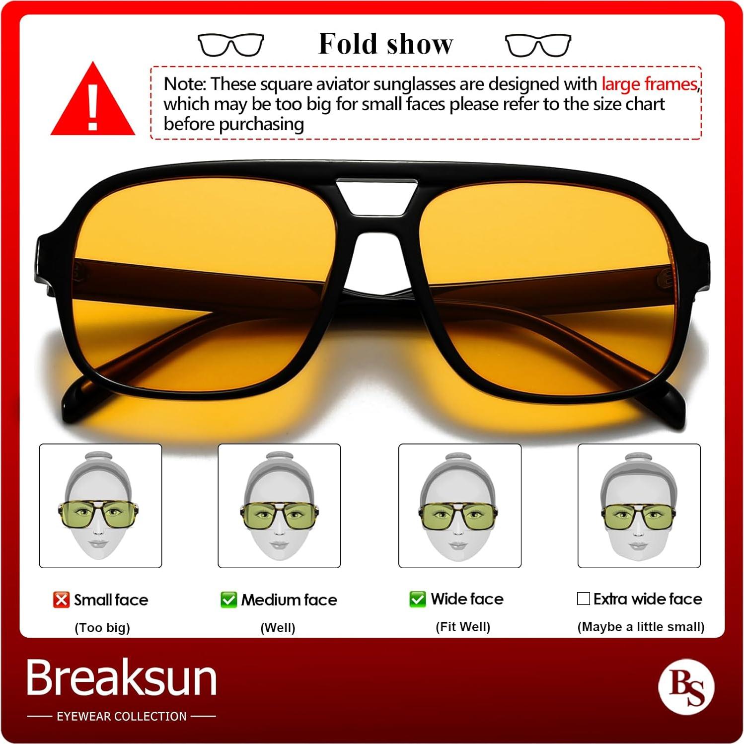 Gafas de sol retro aviador Breaksun unisex UV400 56mm