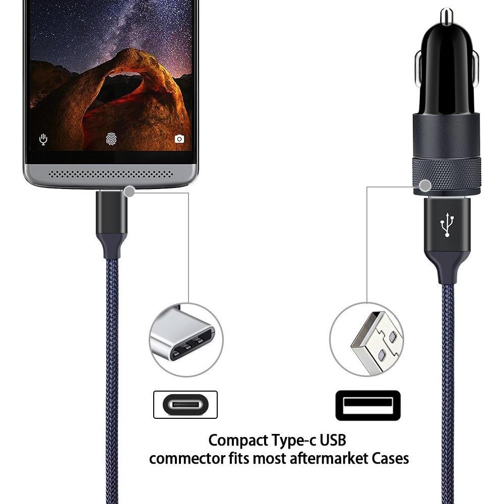 Cargador de coche USB tipo C Doble Puerto para Samsung y Google