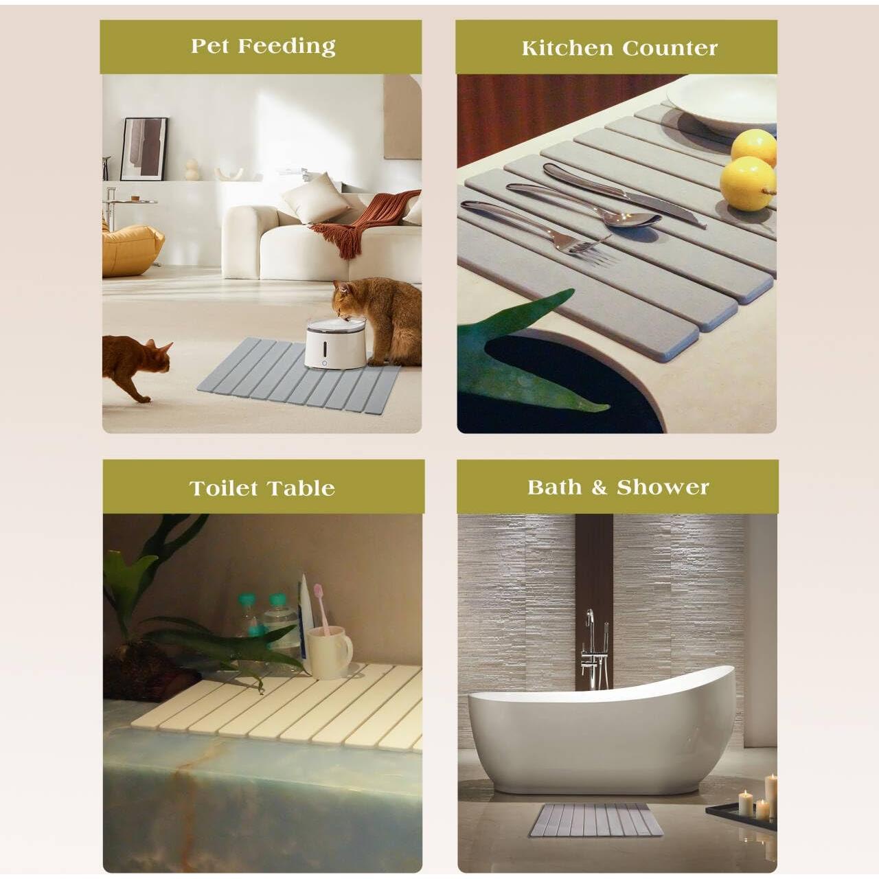 Alfombrilla de Secado de Platos de Piedra Kneejoys 61x39 cm Gris