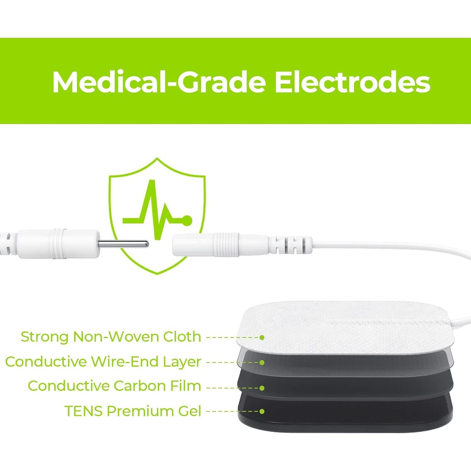 Almohadillas Electrodos TENS AUVON 5.08cm Reutilizables 48 Pcs