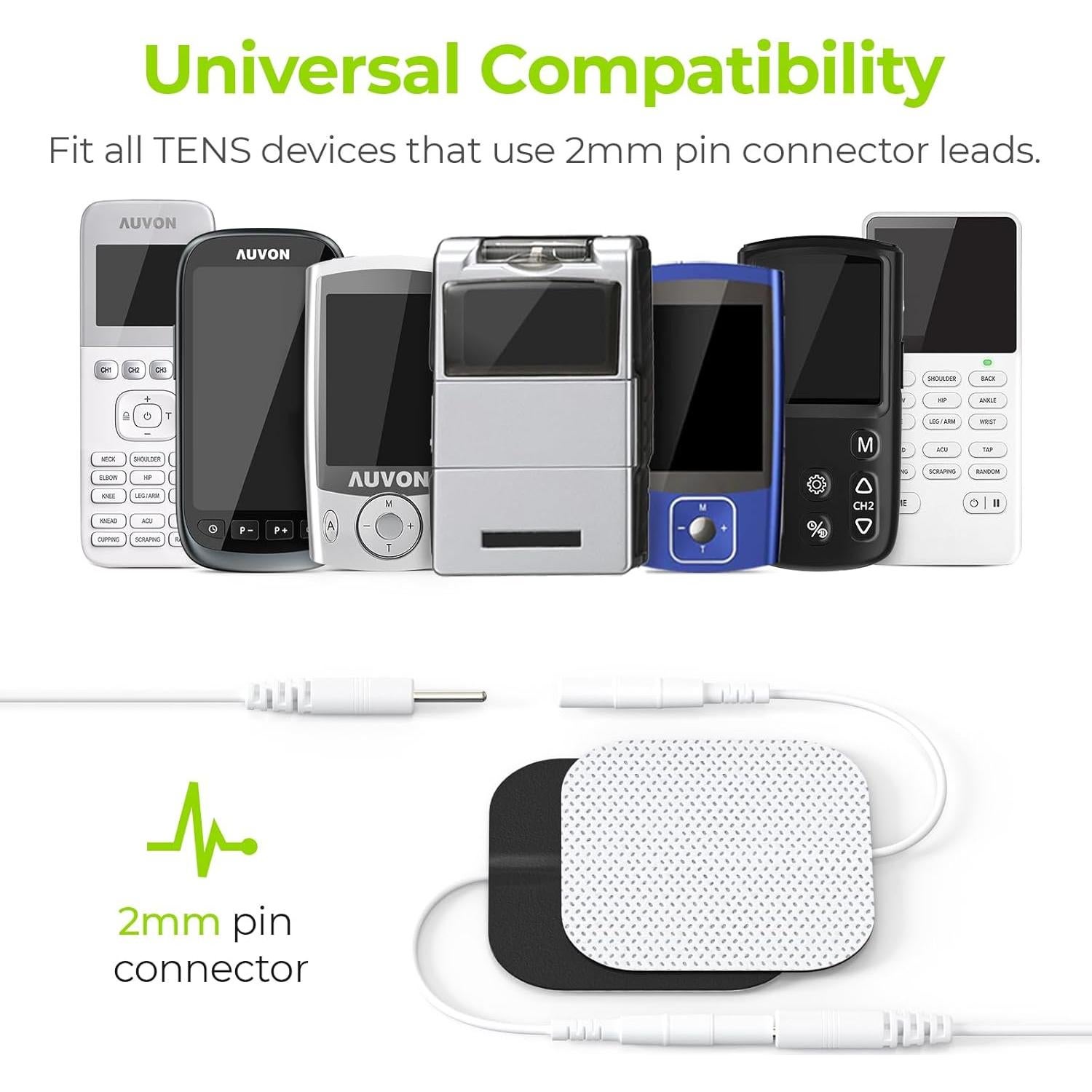 Almohadillas Electrodos TENS AUVON 5.08cm Reutilizables 48 Pcs
