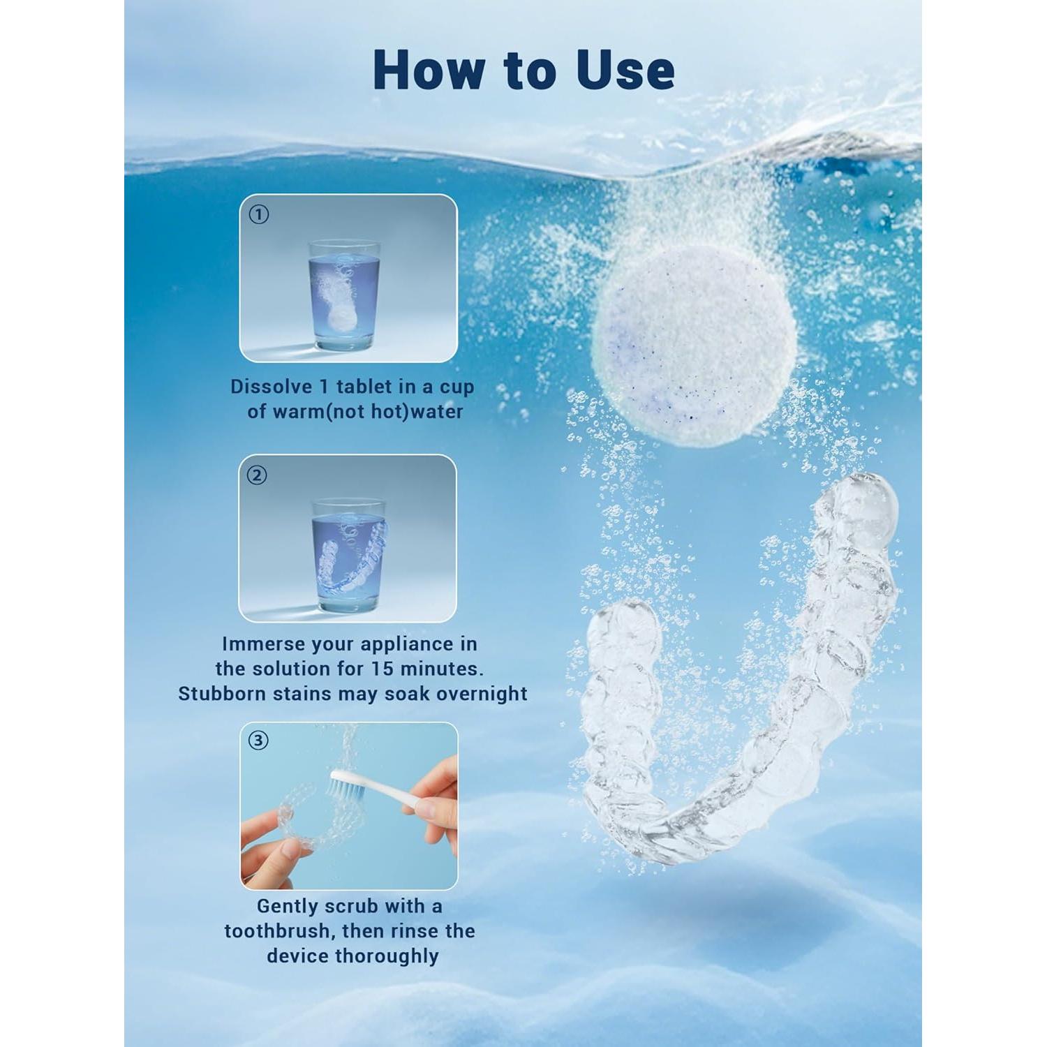 120 Tabletas Limpiadoras WRKLLY para Retenedores y Dentaduras