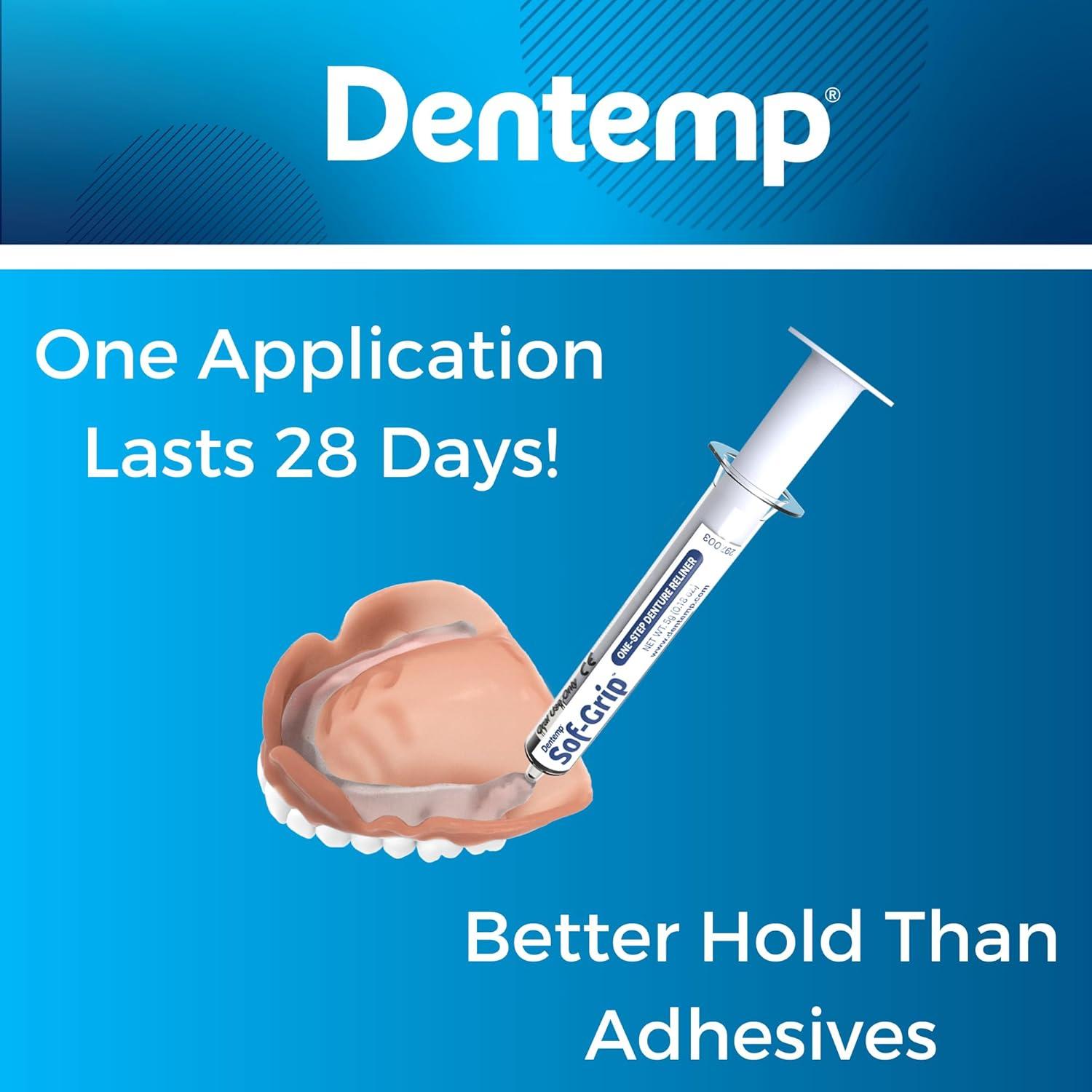 Sof-Grip Reliner para Dentaduras Dentemp - 5g, Alivio Instantáneo