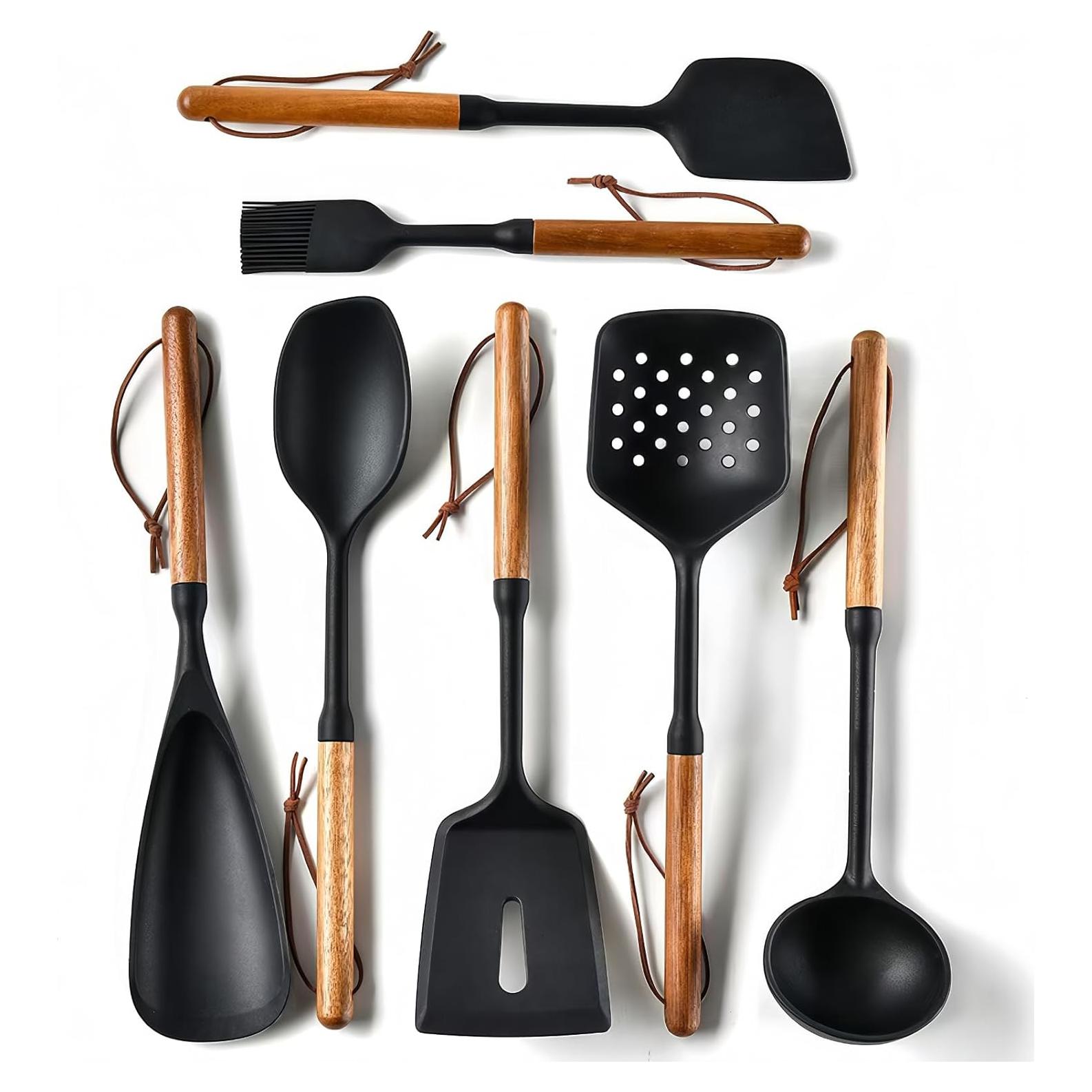 Juego de Utensilios de Cocina RFSCDI Silicona Negra 6 Piezas