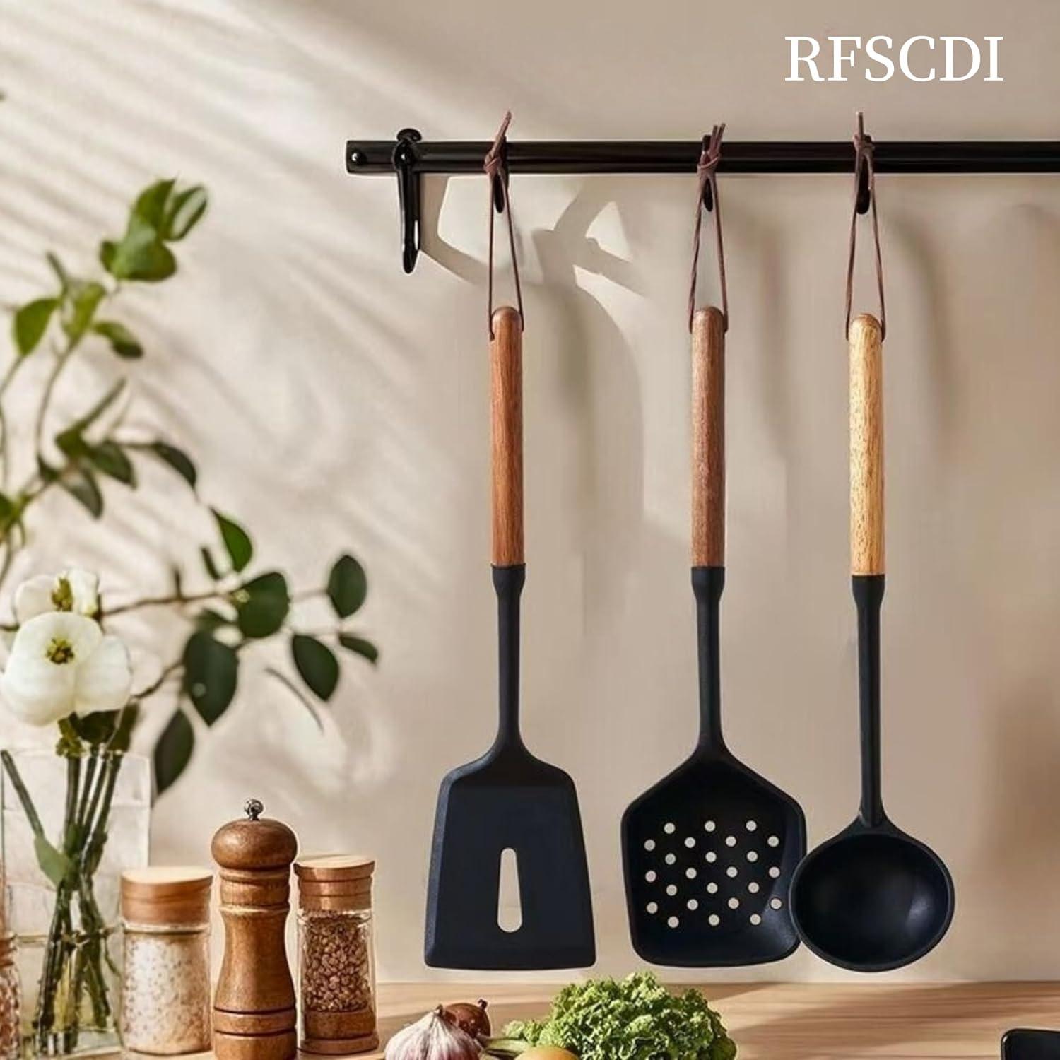Juego de Utensilios de Cocina RFSCDI Silicona Negra 6 Piezas