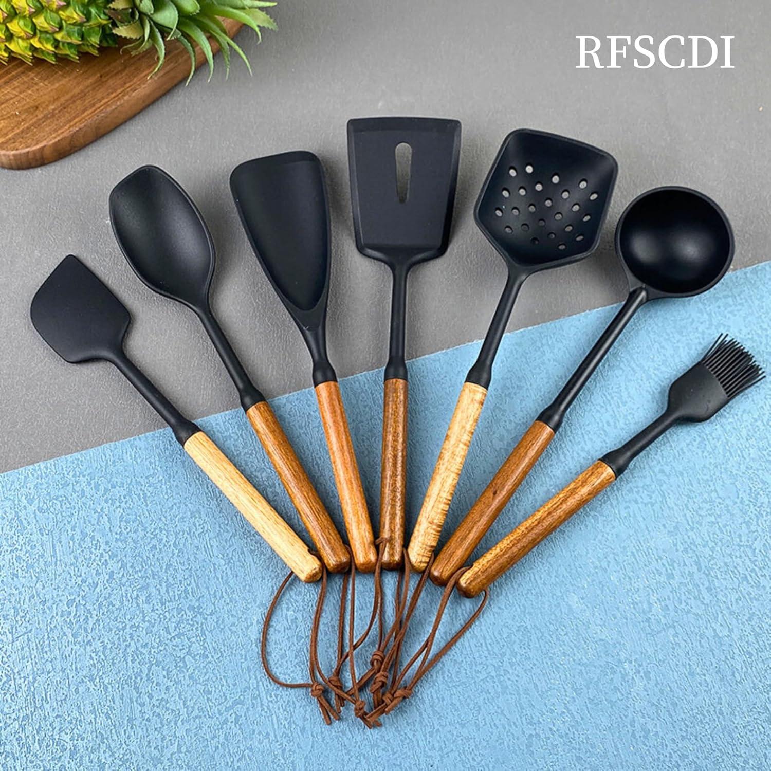 Juego de Utensilios de Cocina RFSCDI Silicona Negra 6 Piezas