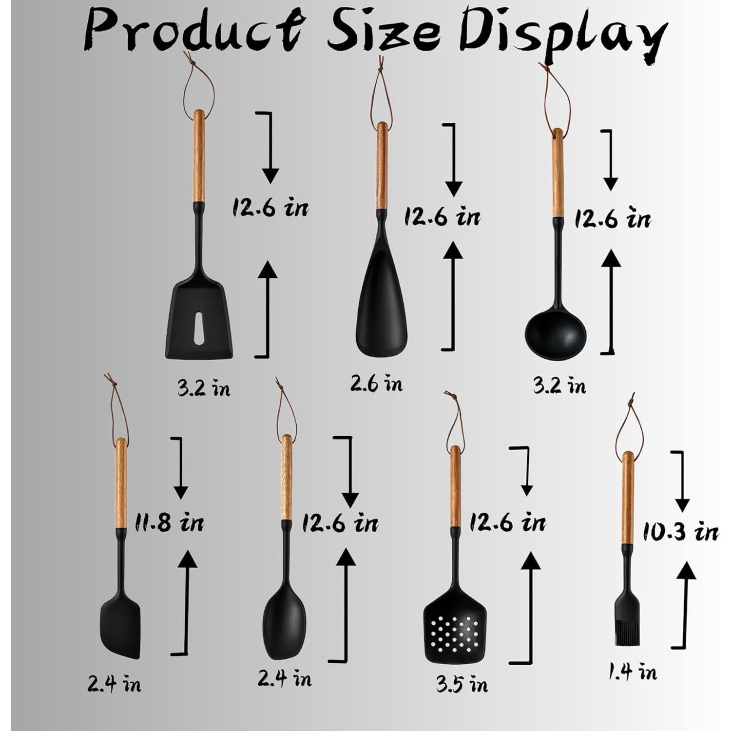 Juego de Utensilios de Cocina RFSCDI Silicona Negra 6 Piezas