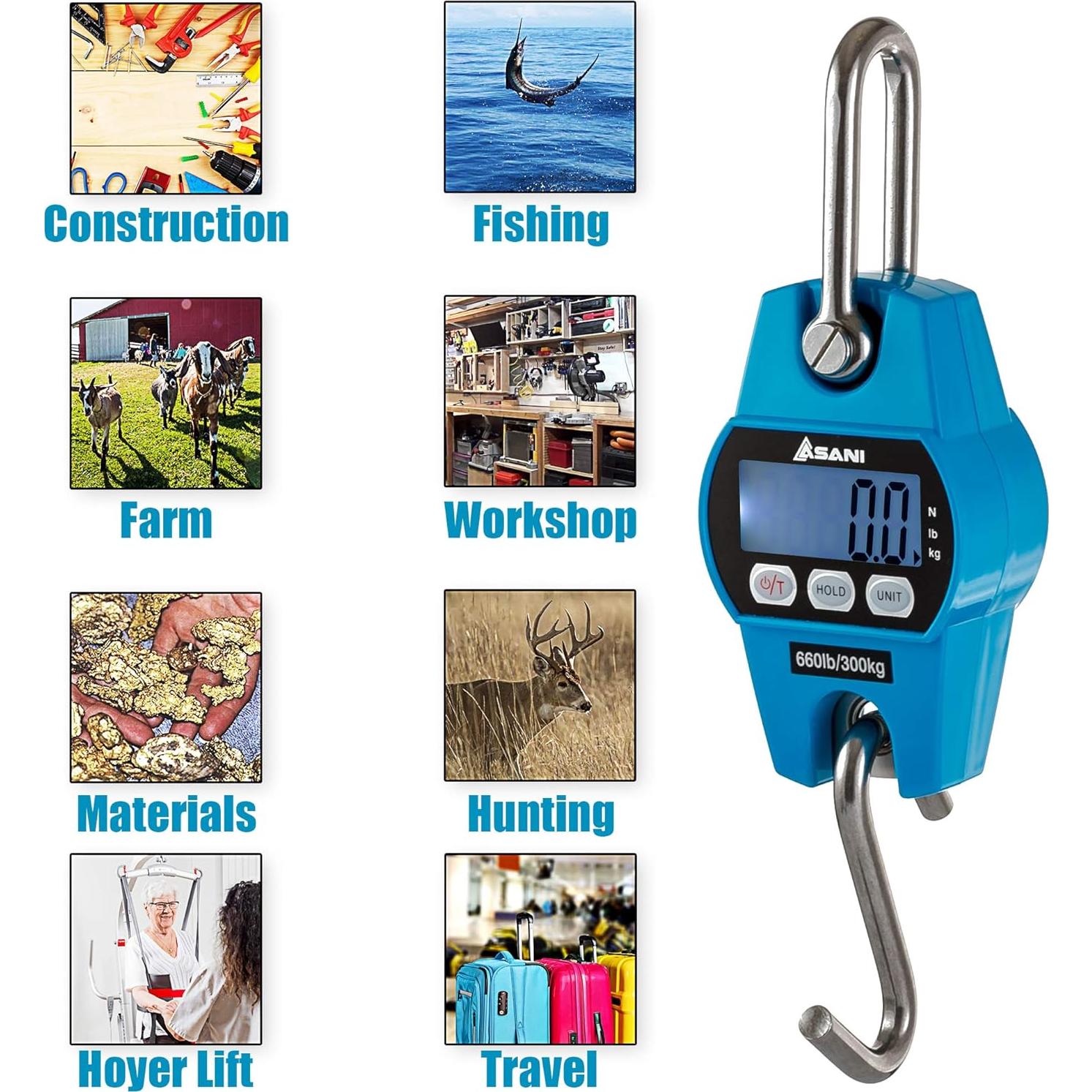 Báscula Colgante Digital Asani 300kg Precisión Alta Resistencia