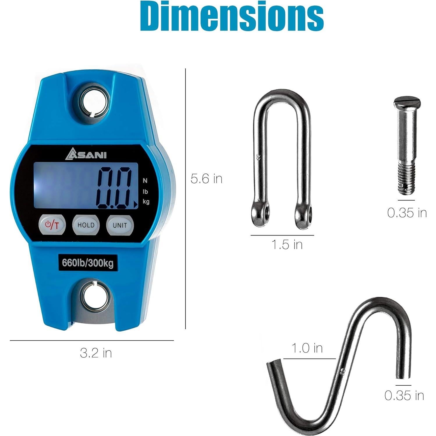 Báscula Colgante Digital Asani 300kg Precisión Alta Resistencia