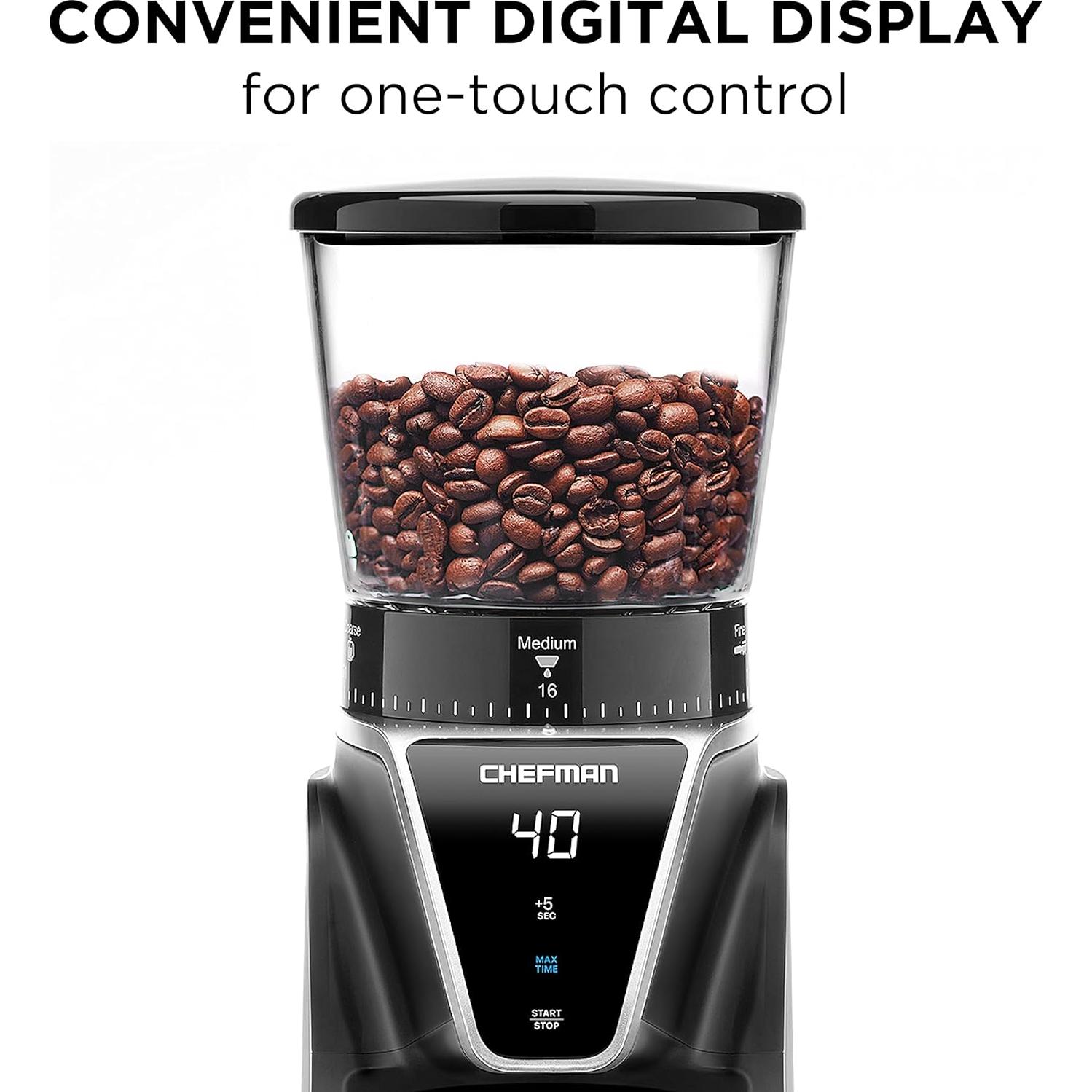 Molino de Café Burr Conical Chefman 31 Configuraciones 275g