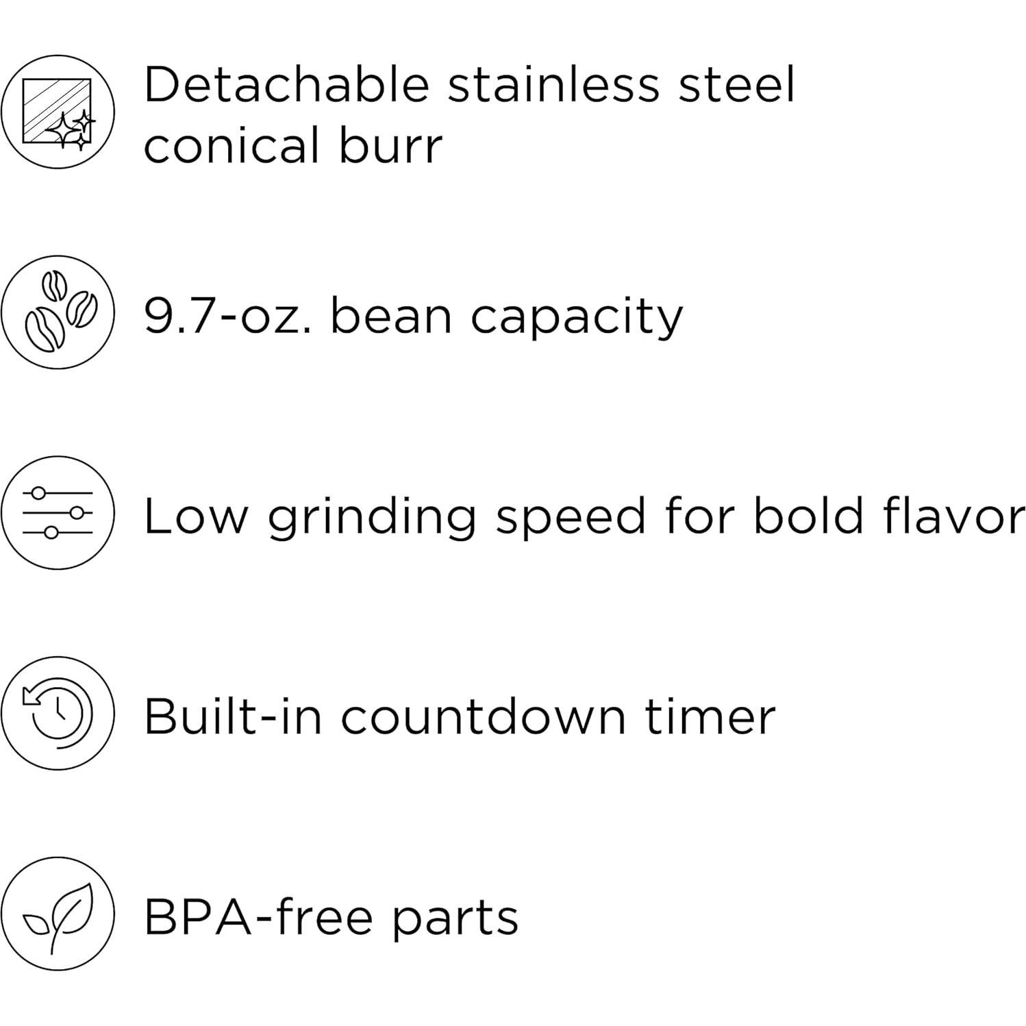 Molino de Café Burr Conical Chefman 31 Configuraciones 275g