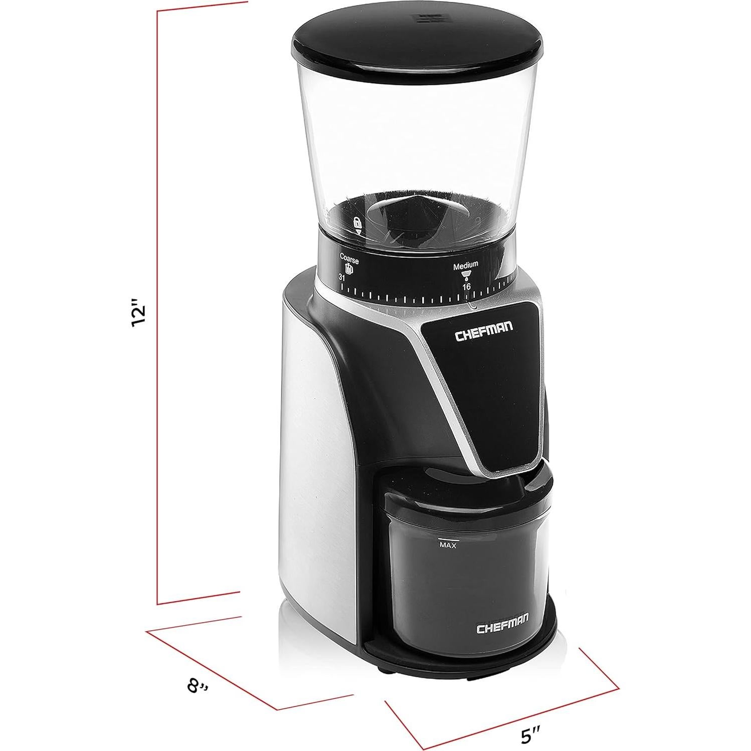 Molino de Café Burr Conical Chefman 31 Configuraciones 275g