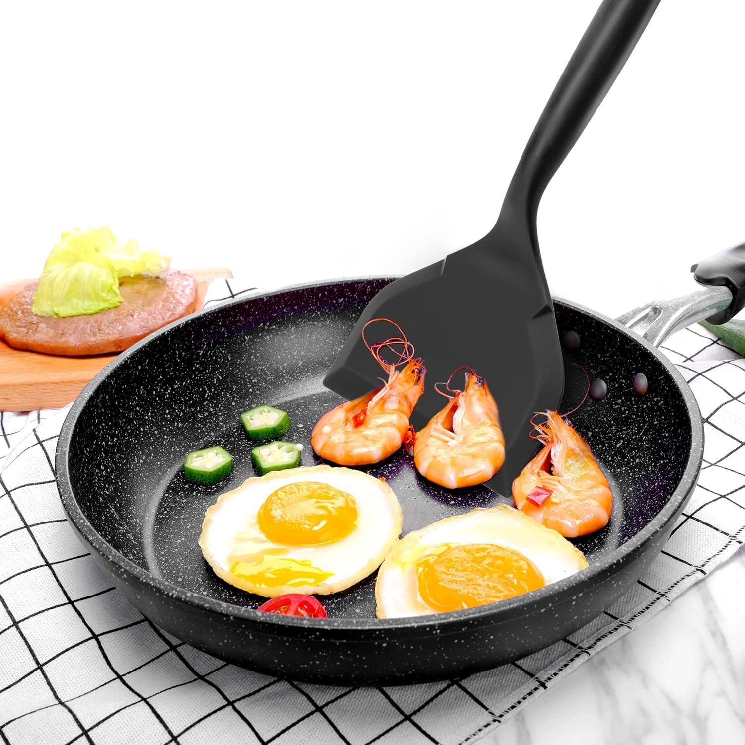 Paquete de 2 espátulas de silicona Ecerangus 26x12 cm Negro