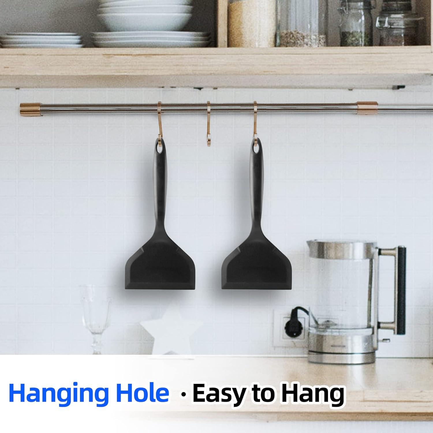 Paquete de 2 espátulas de silicona Ecerangus 26x12 cm Negro