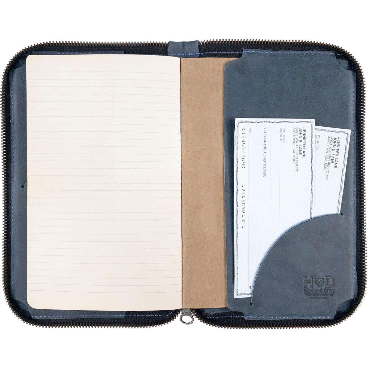 Funda de Diario con Cremallera Hide & Drink Cuero Azul L