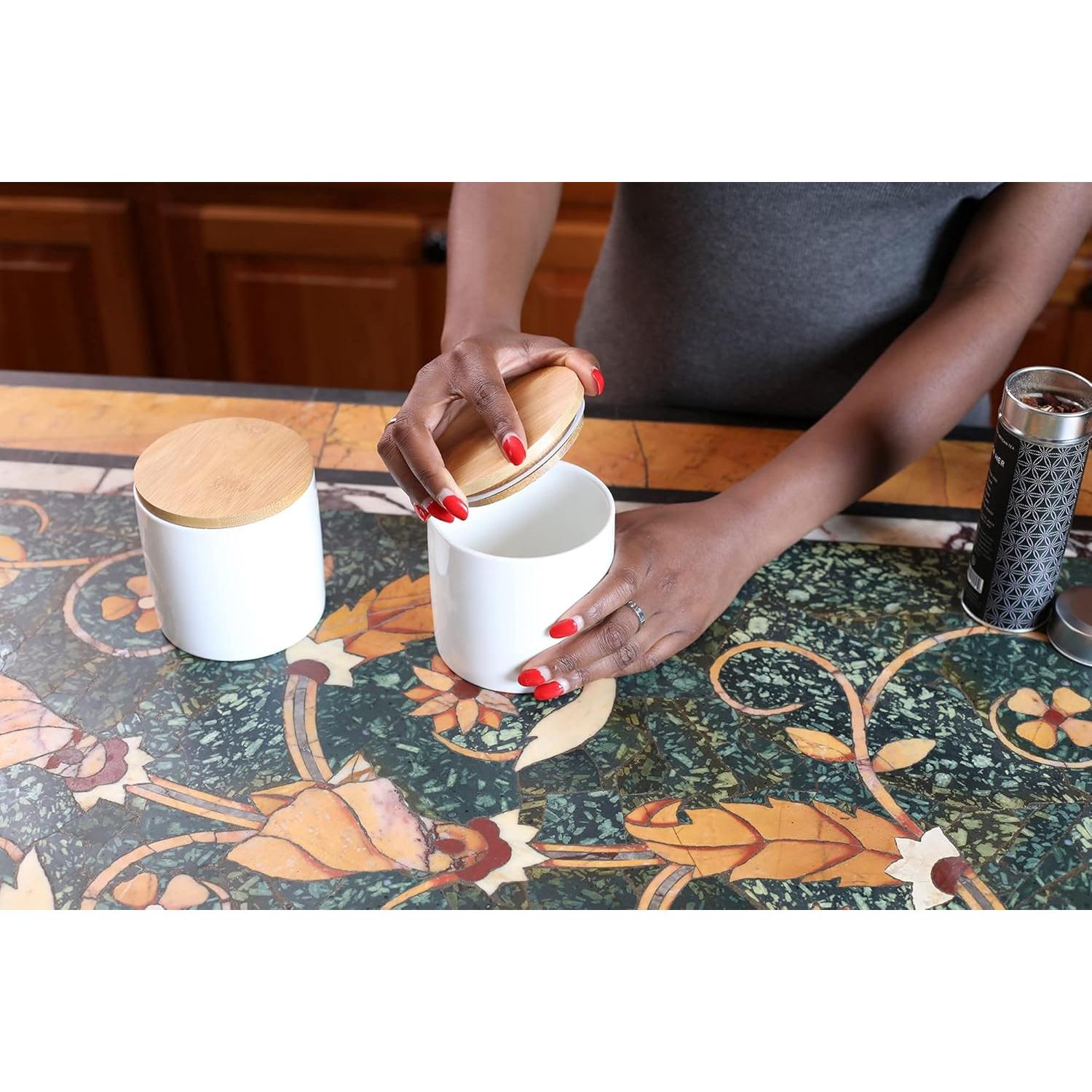 Tarro de Almacenamiento Cerámica Blanca ARTHAUSEN 600ml Hermético