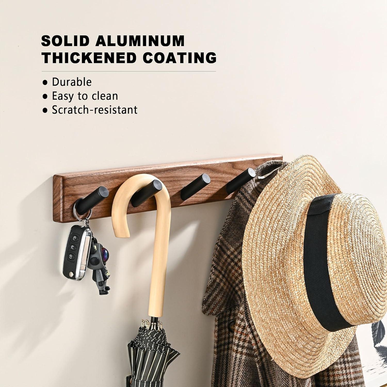 Perchero de Madera LECHYN 5 Ganchos Montado en Pared Nogal