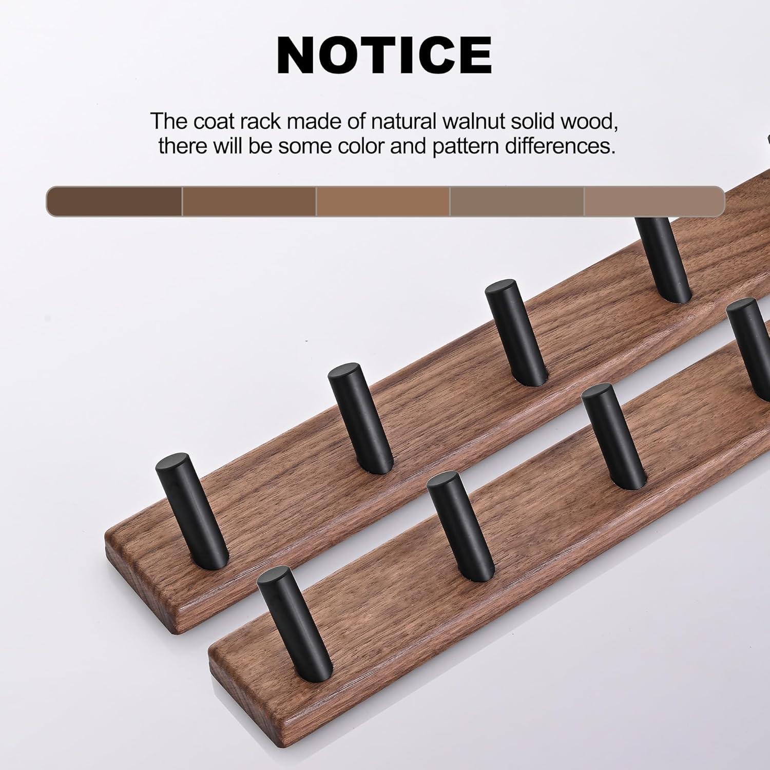 Perchero de Madera LECHYN 5 Ganchos Montado en Pared Nogal