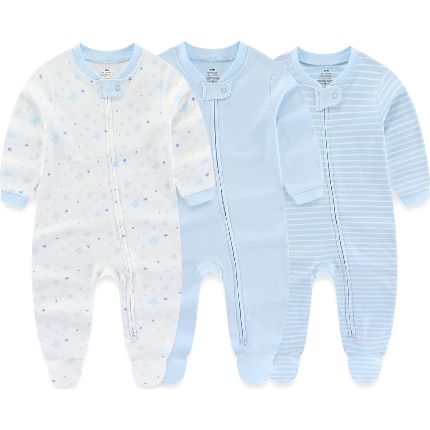 Conjunto Ropa Bebé 0-3 Meses Algodón Cremallera Doble Azul