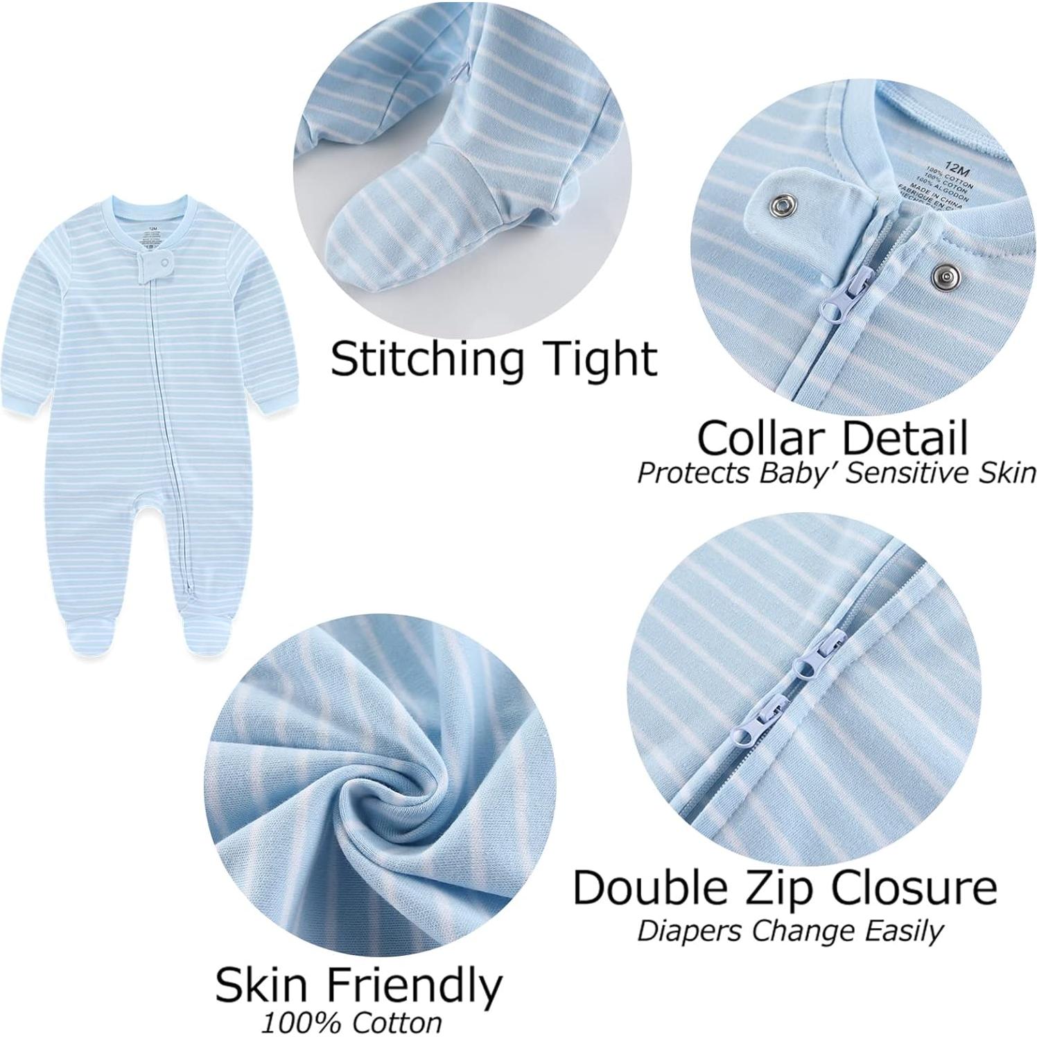 Conjunto Ropa Bebé 0-3 Meses Algodón Cremallera Doble Azul