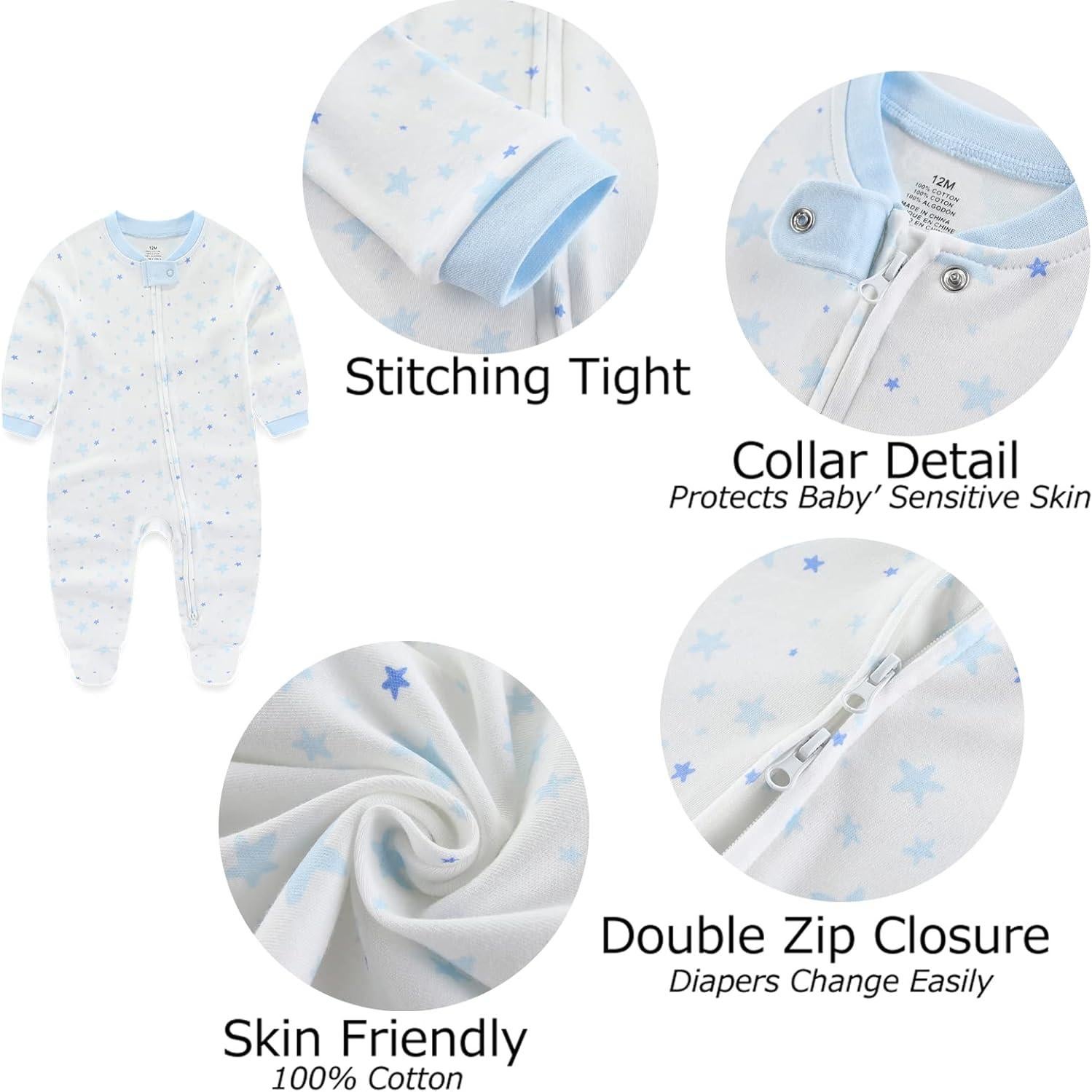 Conjunto Ropa Bebé 0-3 Meses Algodón Cremallera Doble Azul