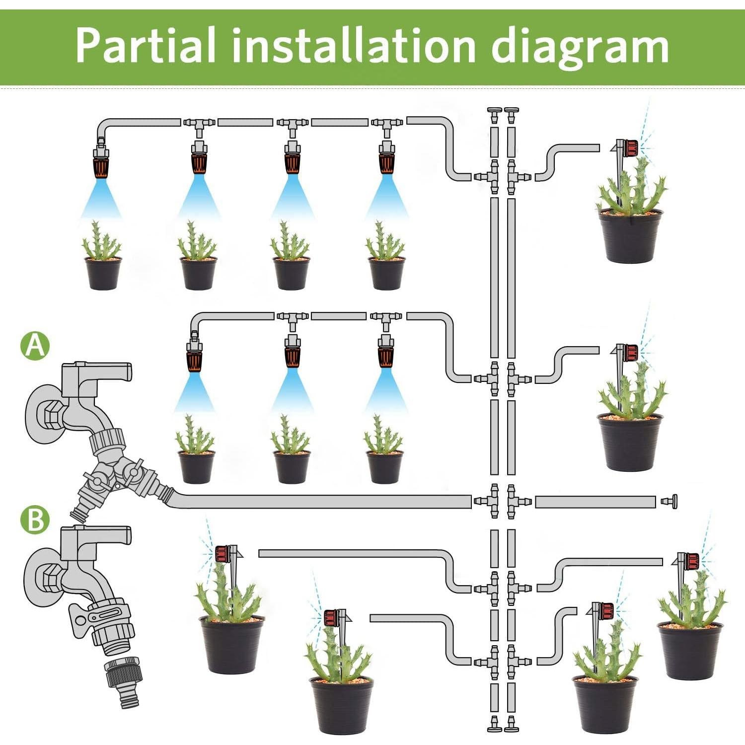 Sistema de Riego por Goteo Family's Backyard 40M con Boquillas Ajustables