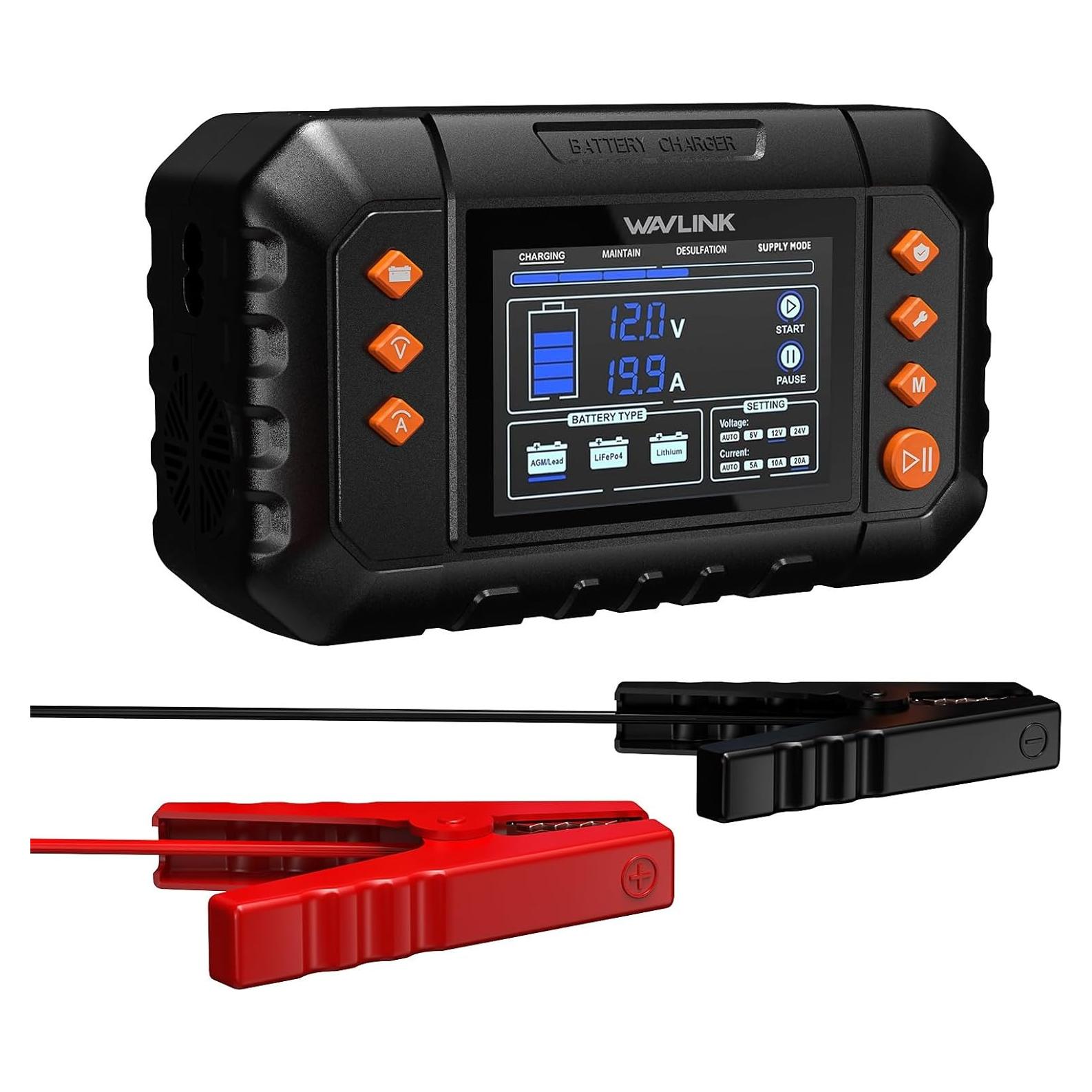 Cargador de Batería Inteligente WAVLINK 20A con Pantalla LCD