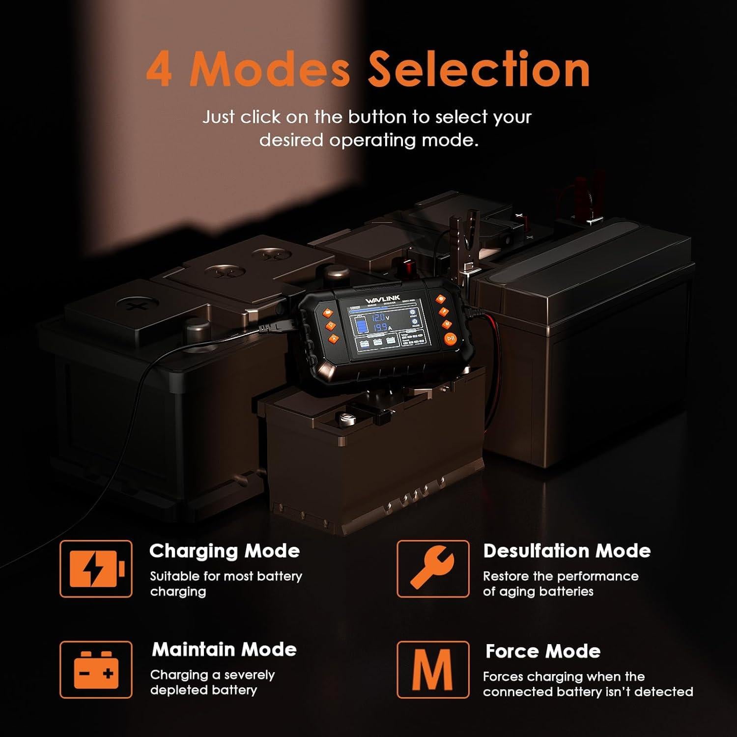 Cargador de Batería Inteligente WAVLINK 20A con Pantalla LCD