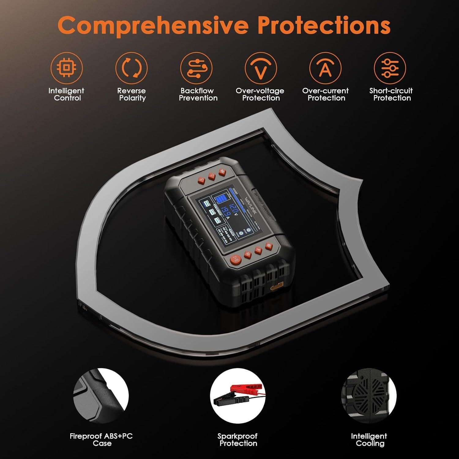 Cargador de Batería Inteligente WAVLINK 20A con Pantalla LCD