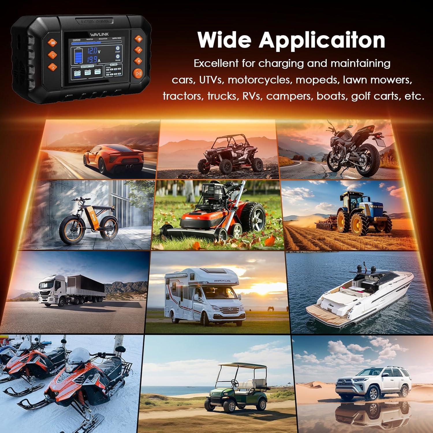 Cargador de Batería Inteligente WAVLINK 20A con Pantalla LCD