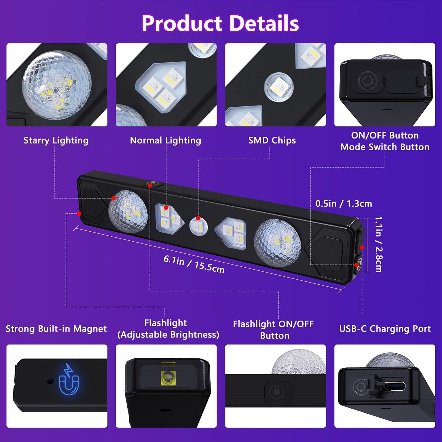 Luces LED Inalámbricas LECART para Coche Interior 2 Pcs