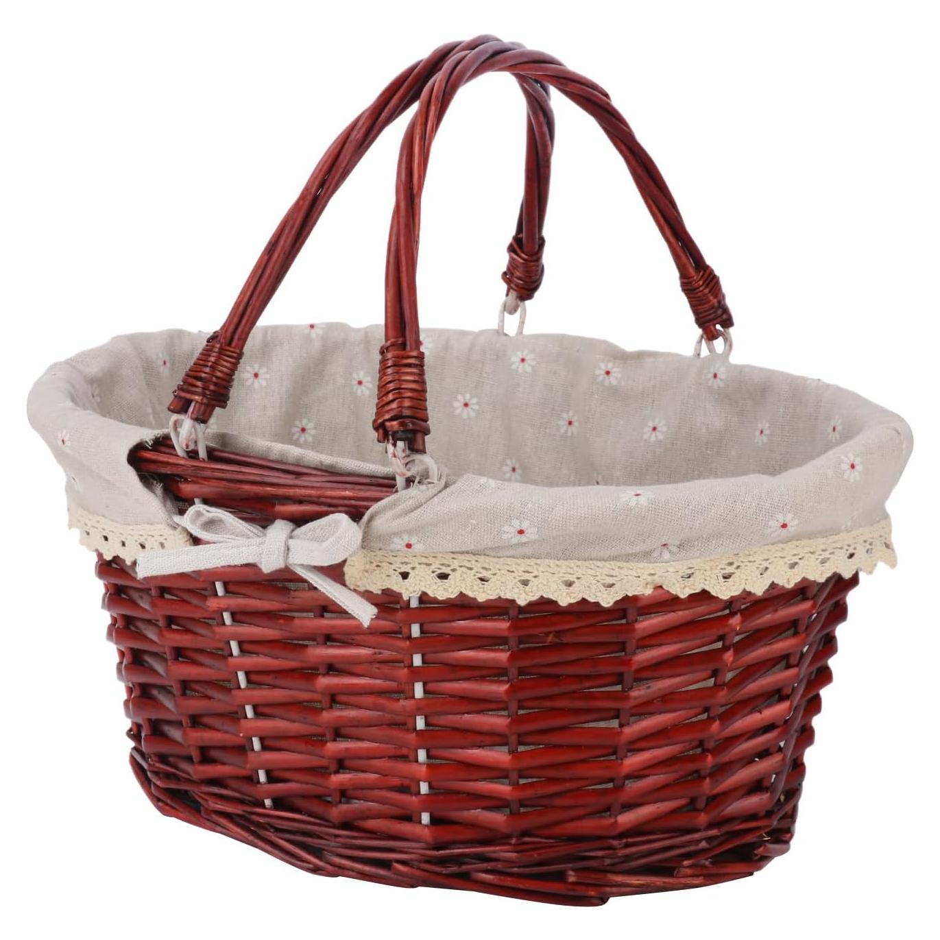 Cesta de Mimbre Grande Geytetqi 36x30x17cm con Forro de Lino