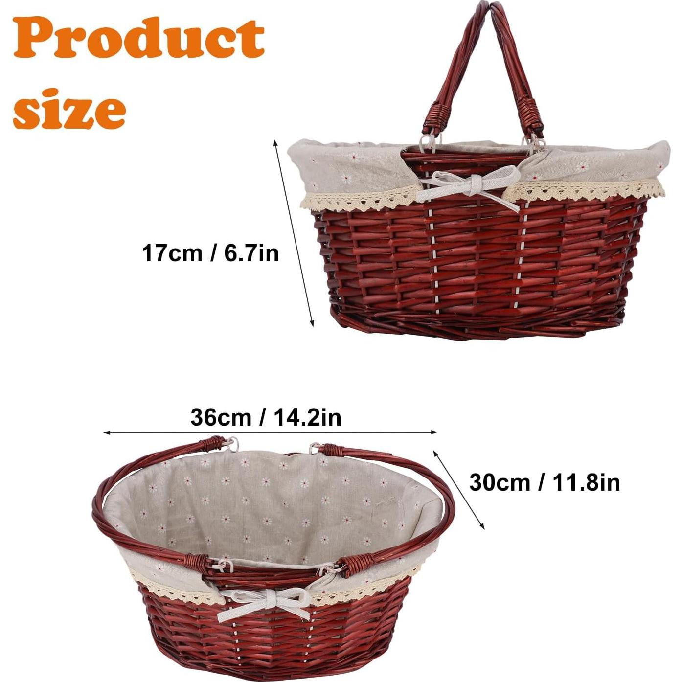 Cesta de Mimbre Grande Geytetqi 36x30x17cm con Forro de Lino