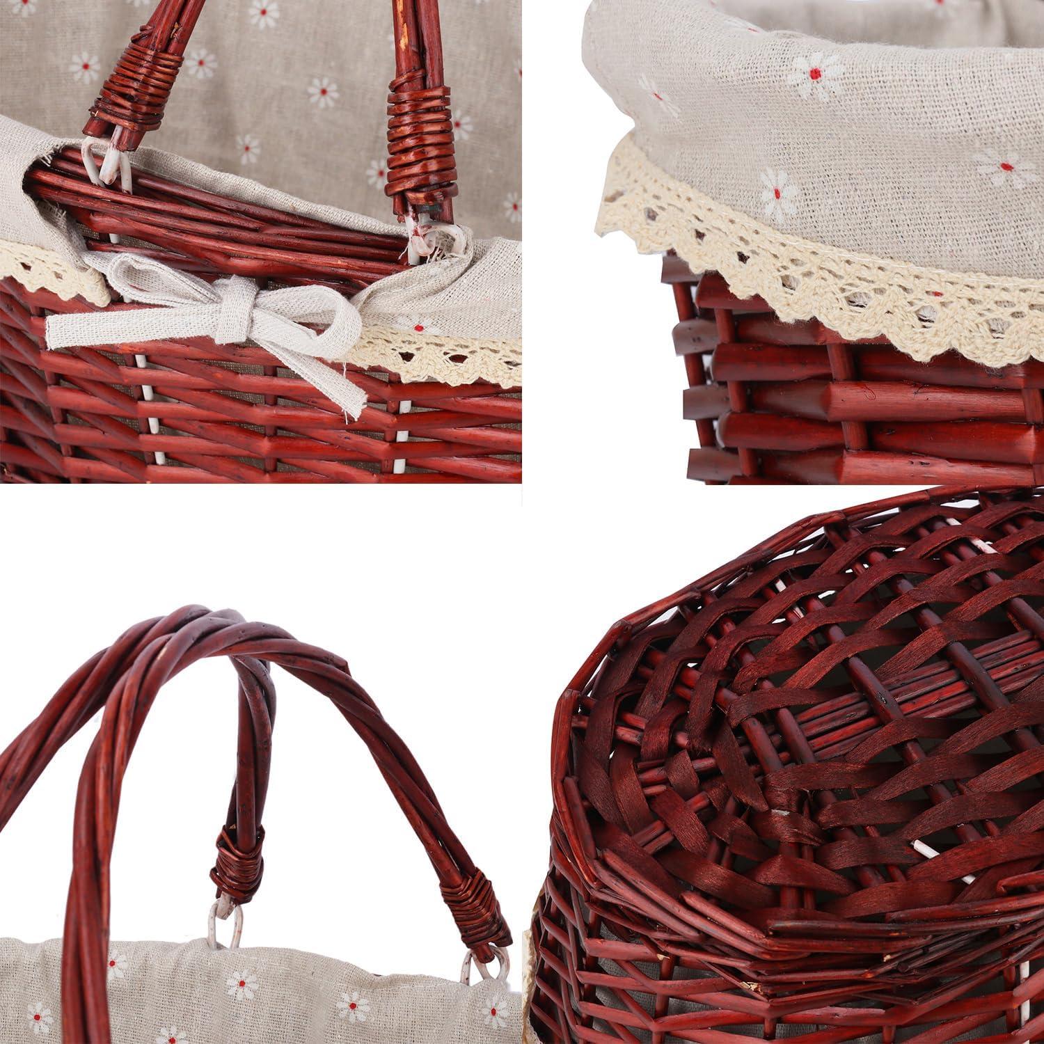 Cesta de Mimbre Grande Geytetqi 36x30x17cm con Forro de Lino